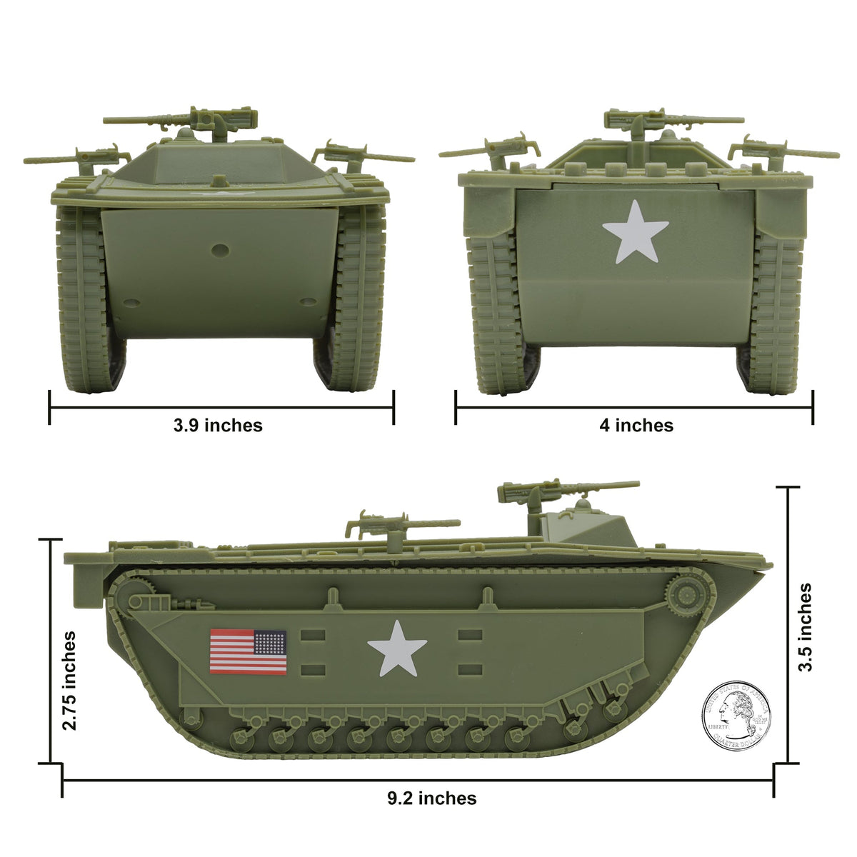 BMC WW2 Green Amtrack Tank Vehicle for 54mm Plastic Army – BMC Toys
