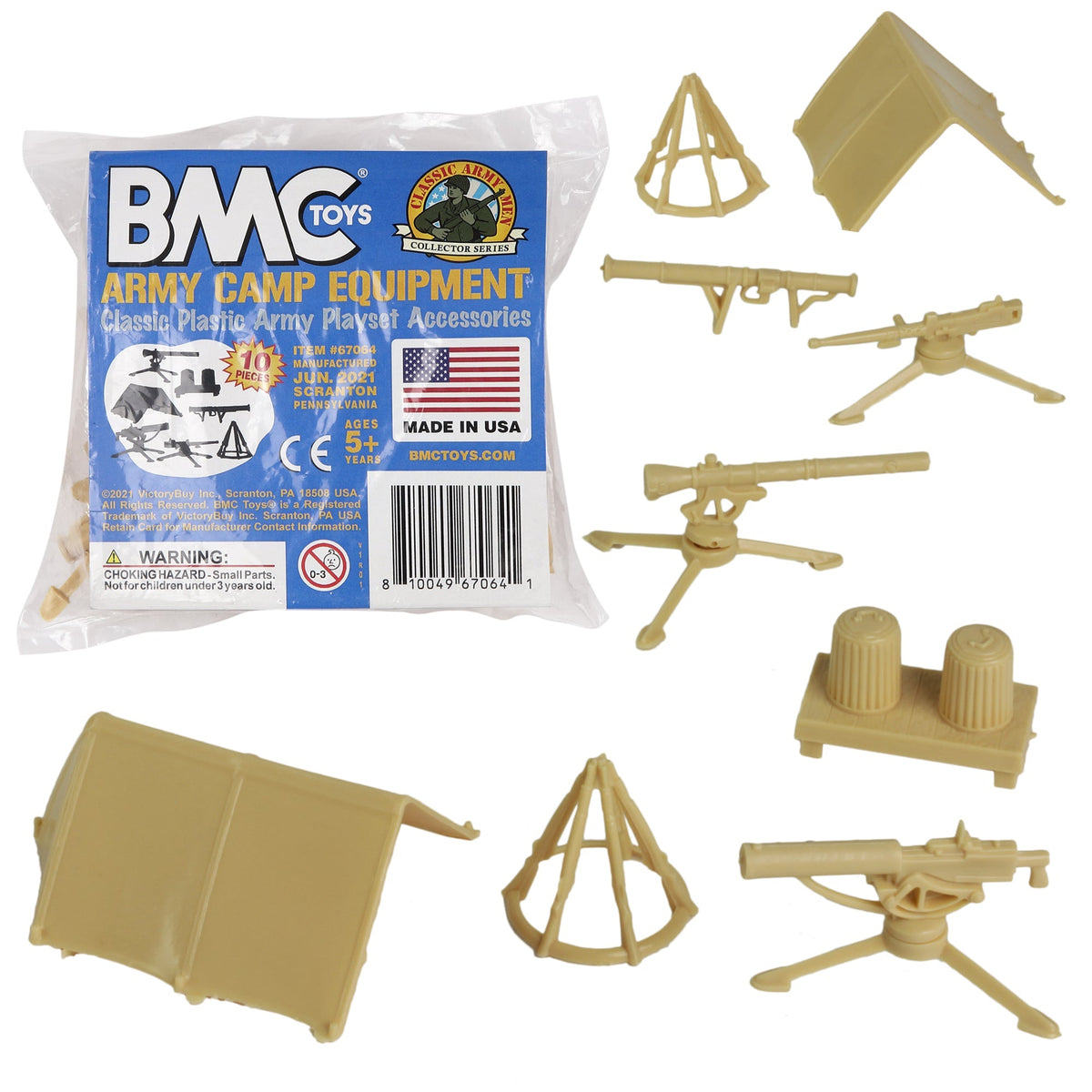 BMC Classic PLASTIC ARMY Men CAMP EQUIPMENT - Tan 10pc Tents and