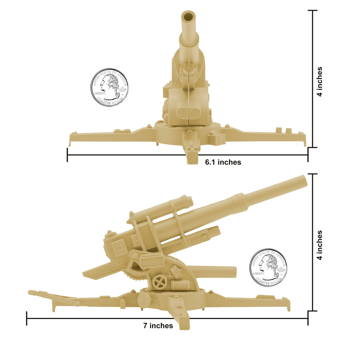 BMC Classic WW2 German 88mm Artillery Tan PLASTIC ARMY Men