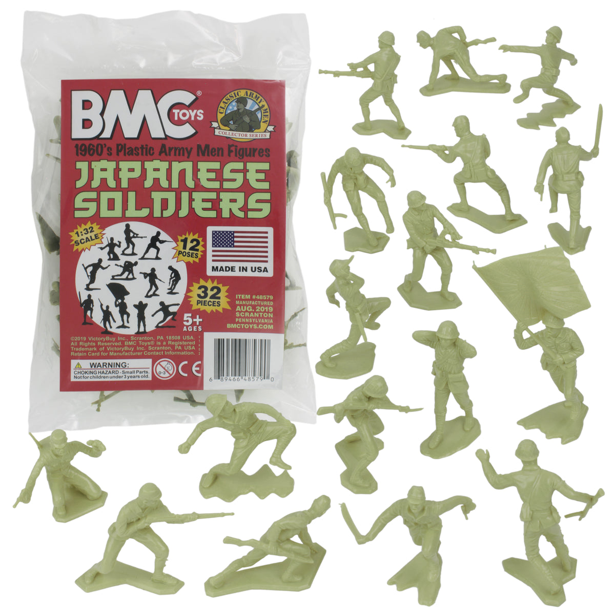 戦前　日本軍　玩具　歩兵　騎馬　木製　骨董　　レトロ　第一次世界大戦　おもちゃ BMC Classic Marx Japanese Plastic Army Men - 32pc WW2 Soldier