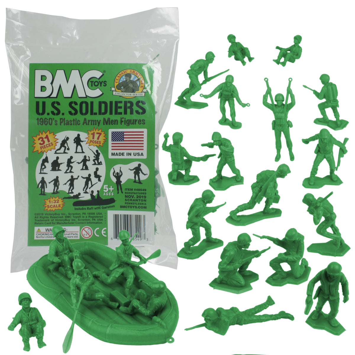 BMC Marx Plastic Army Men US Soldiers Green WW2 Figures Made in