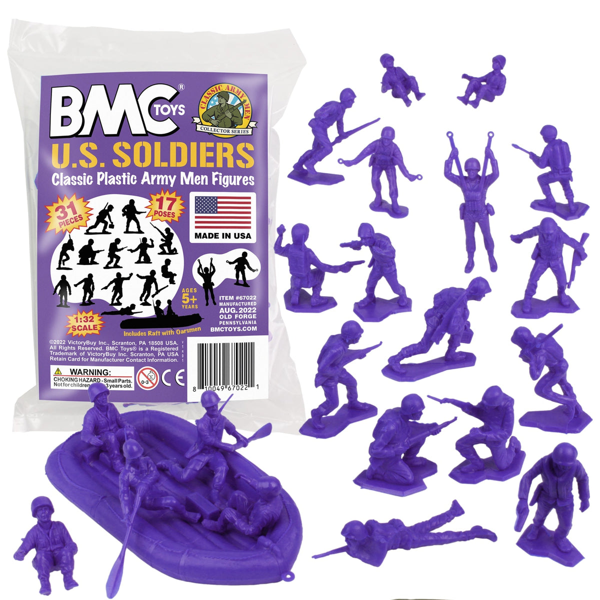 BMC Marx Plastic Army Men US Soldiers Purple WW2 Figures Made in