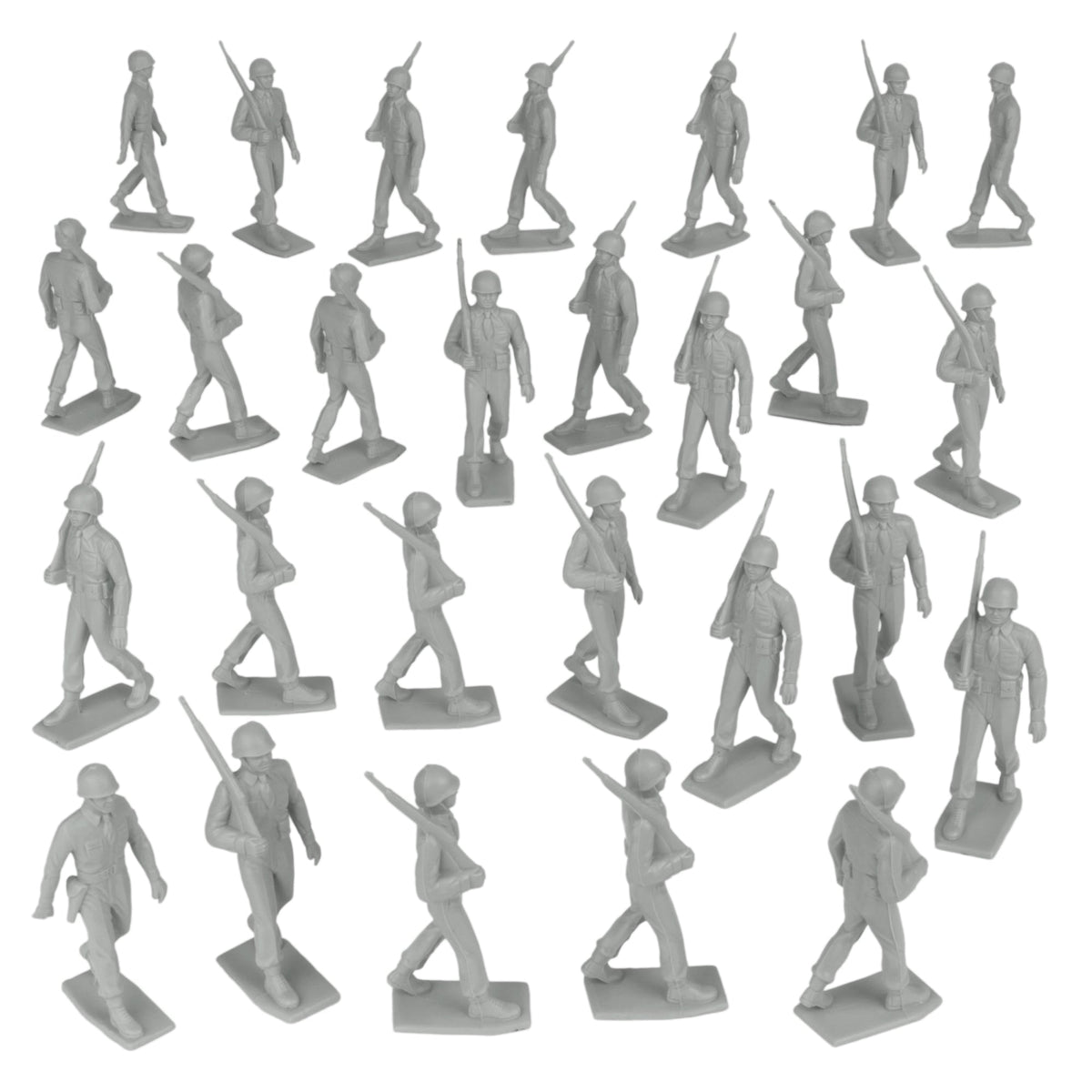 BMC Marx Plastic Army Men Marching US Soldiers - Gray 27pc Figures