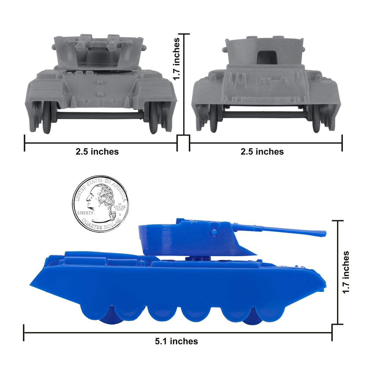 BMC Classic Anti-Aircraft Tanks Blue Gray Plastic Army Men
