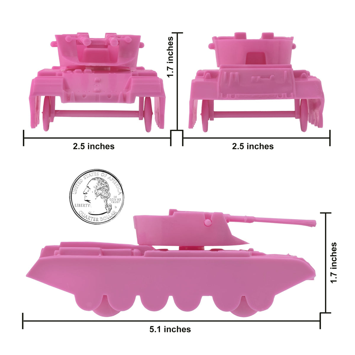 BMC Classic Anti-Aircraft Tanks Pink Plastic Army Men Vehicles