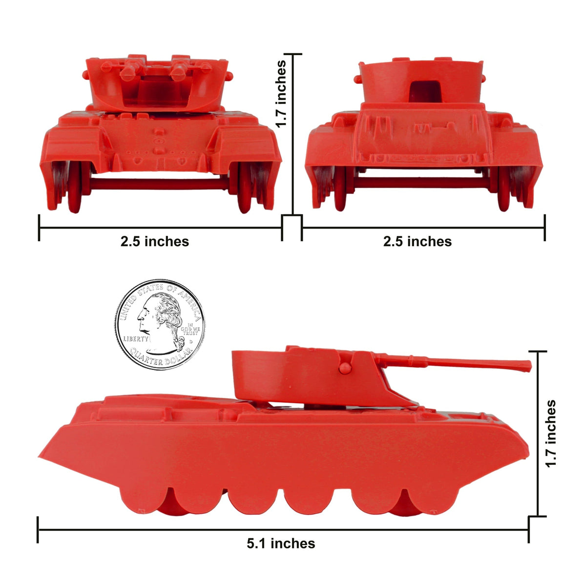 BMC Classic Anti-Aircraft Tanks Red Plastic Army Men Vehicles