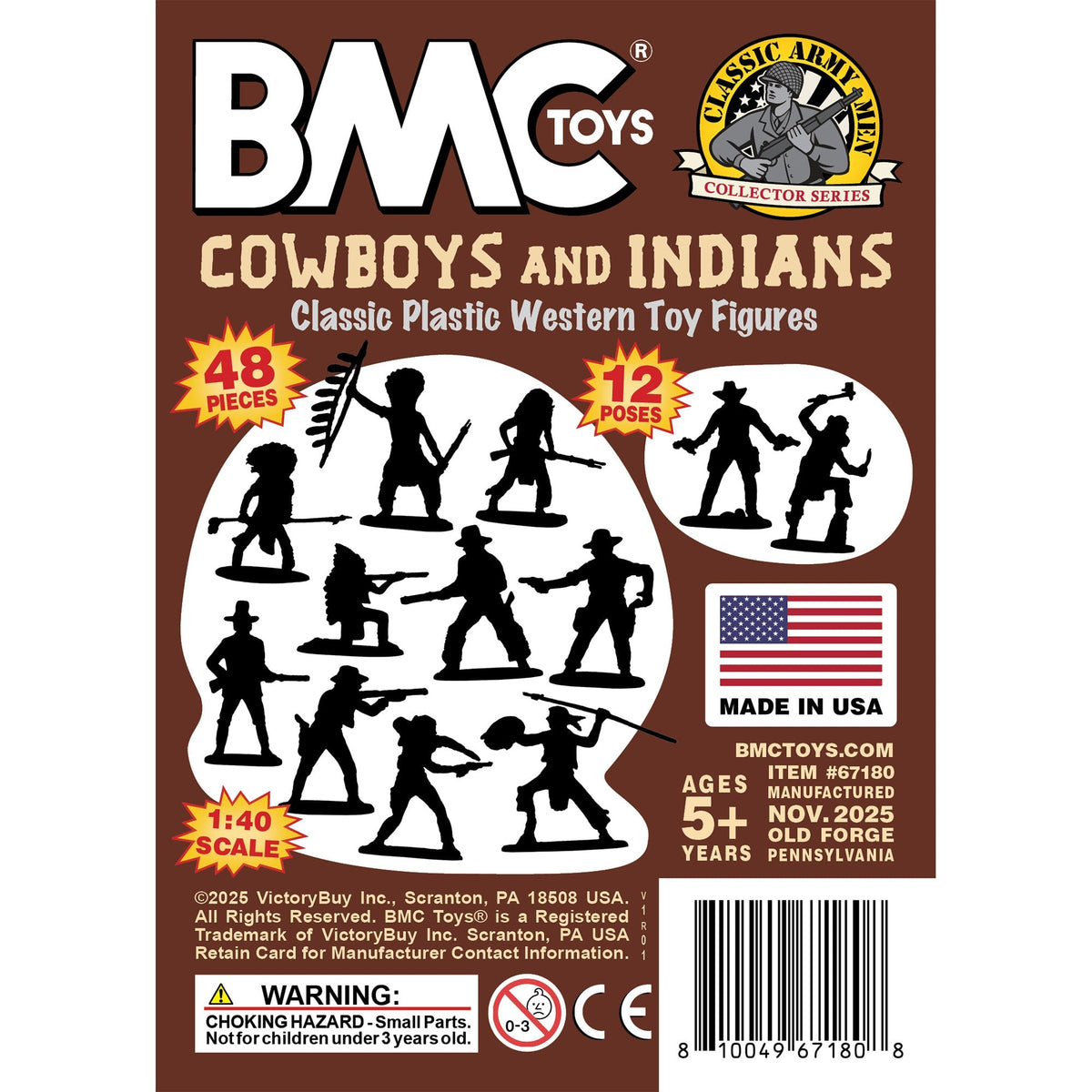 BMC Classic Western Cowboys Indians 48 Cream Rust Plastic 2in