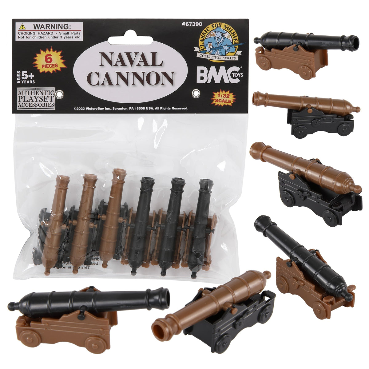 BMC CTS Naval Cannon Artillery - 6pc Black & Bronze Plastic Army