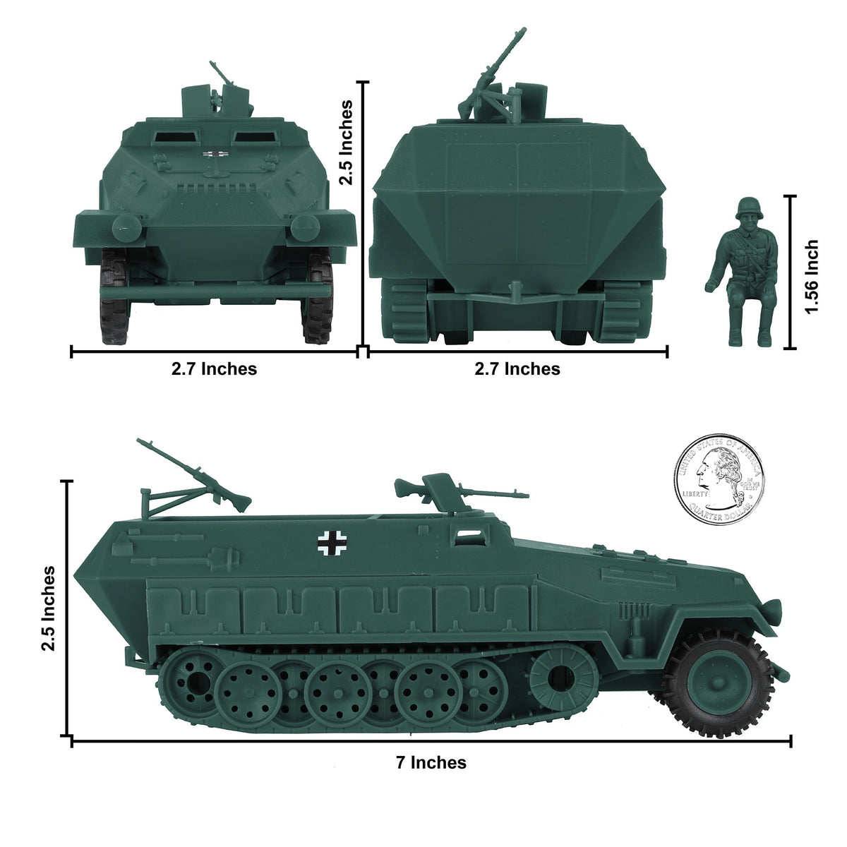 BMC CTS WW2 German Hanomag Halftrack 5pc Forest-Green Plastic