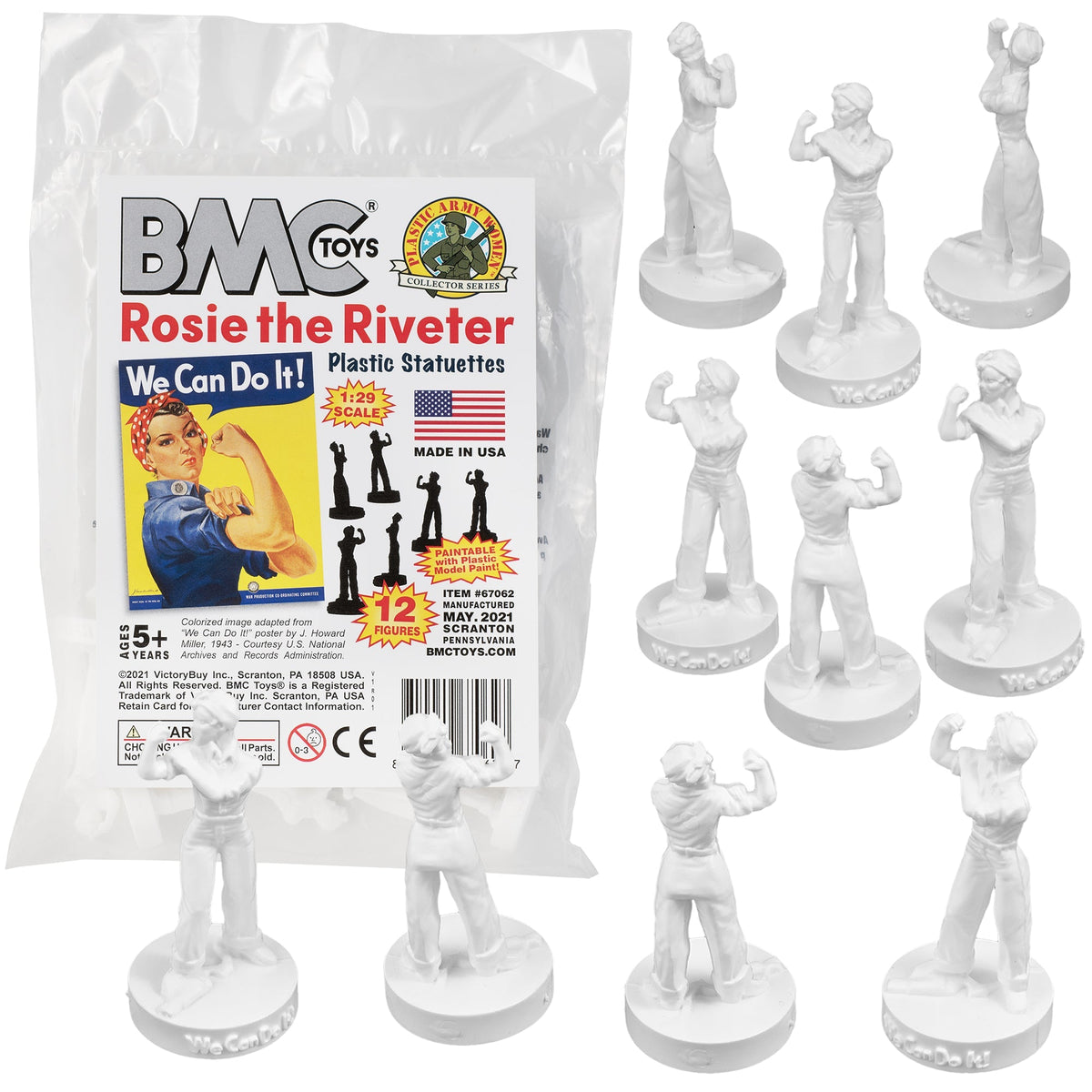 BMC ROSIE the RIVETER Plastic Figures - 12pc Paintable Model