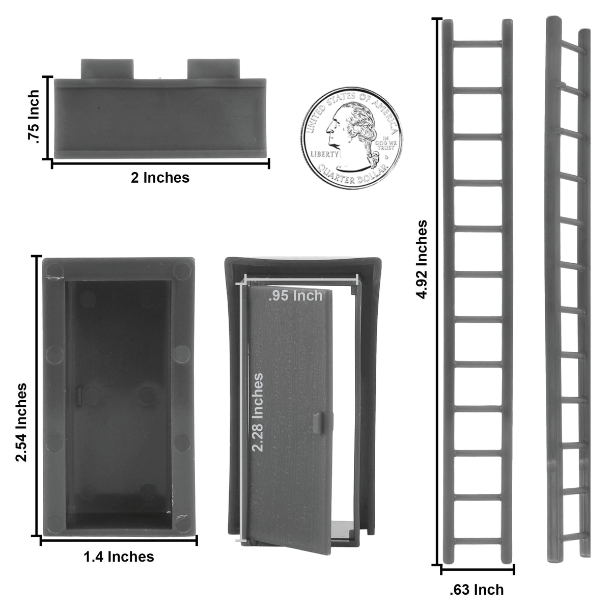 BMC WW2 Blockhouse Bunker Doors Signs Ladders Gray Plastic Army