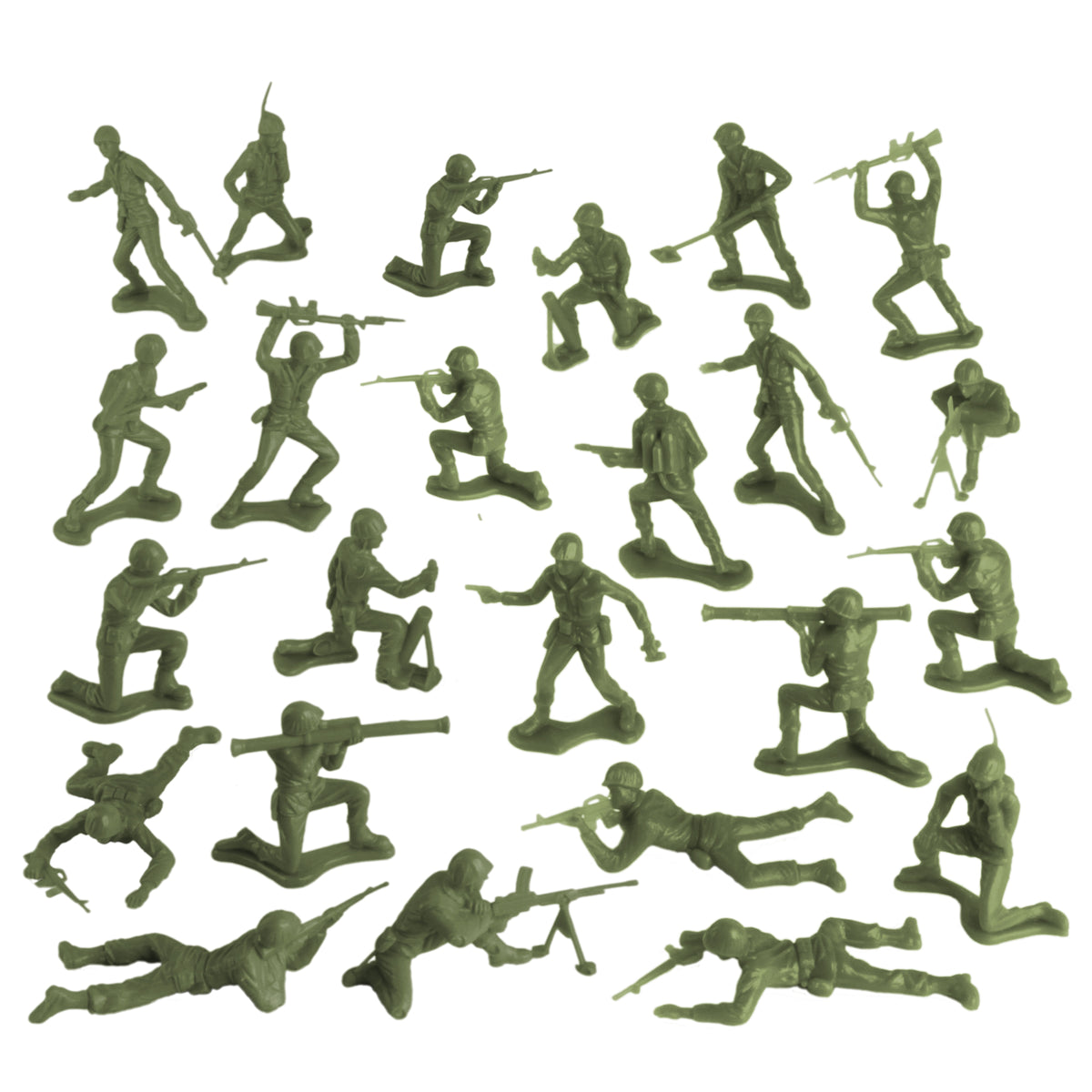 TimMee PLASTIC ARMY Men OD Green 24pc Toy Soldier Figures Made in
