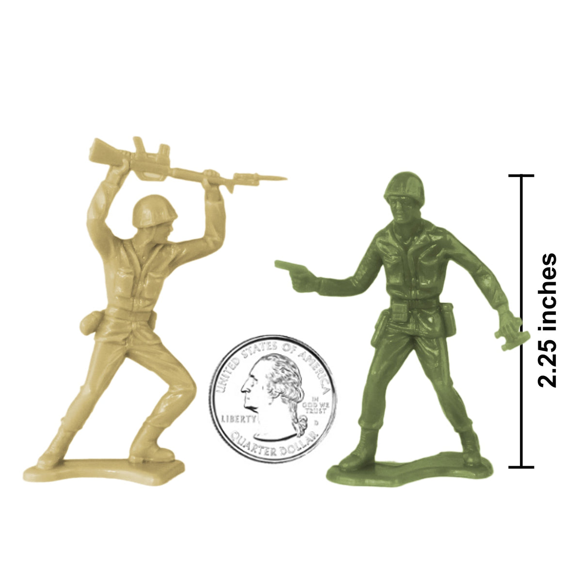 TimMee PLASTIC ARMY Men OD Green Tan Gray 72pc Soldier Figures USA