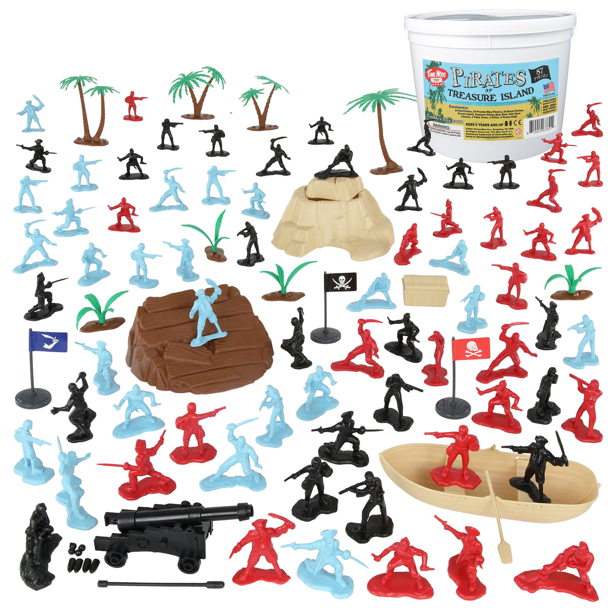 Tim Mee PIRATES of TREASURE ISLAND Plastic Figure 88pc Bucket