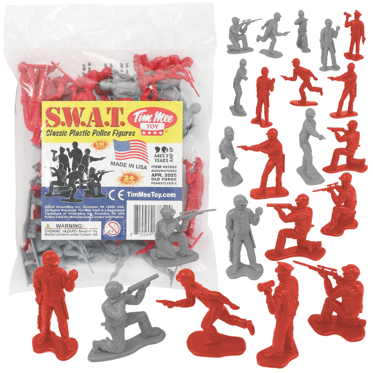 Tim Mee Toy SWAT Plastic Army Men Gray and Red Police Figures USA Tim Mee Toy SWAT Plastic Army Men Gray and Red Police Figures USA