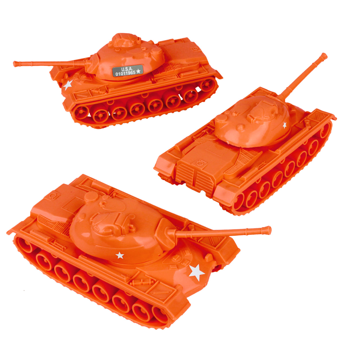 TimMee Toy TANKS for Plastic Army Men Orange WW2 3pc - Made in