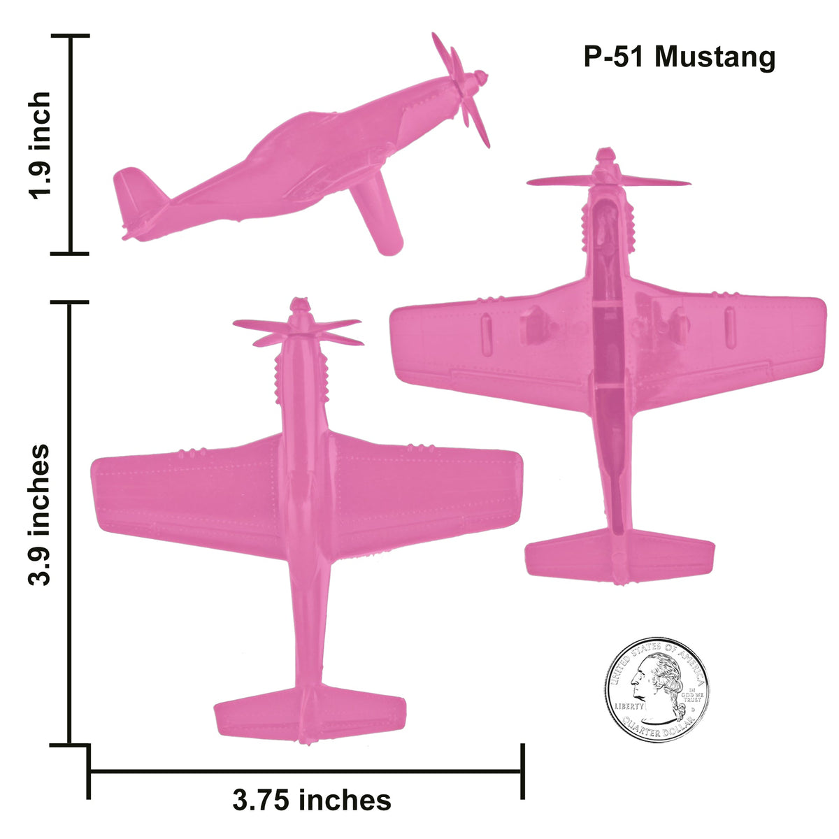 TimMee WW2 Fighter Ace Planes pink 9pc Plastic Army Men Airplanes 