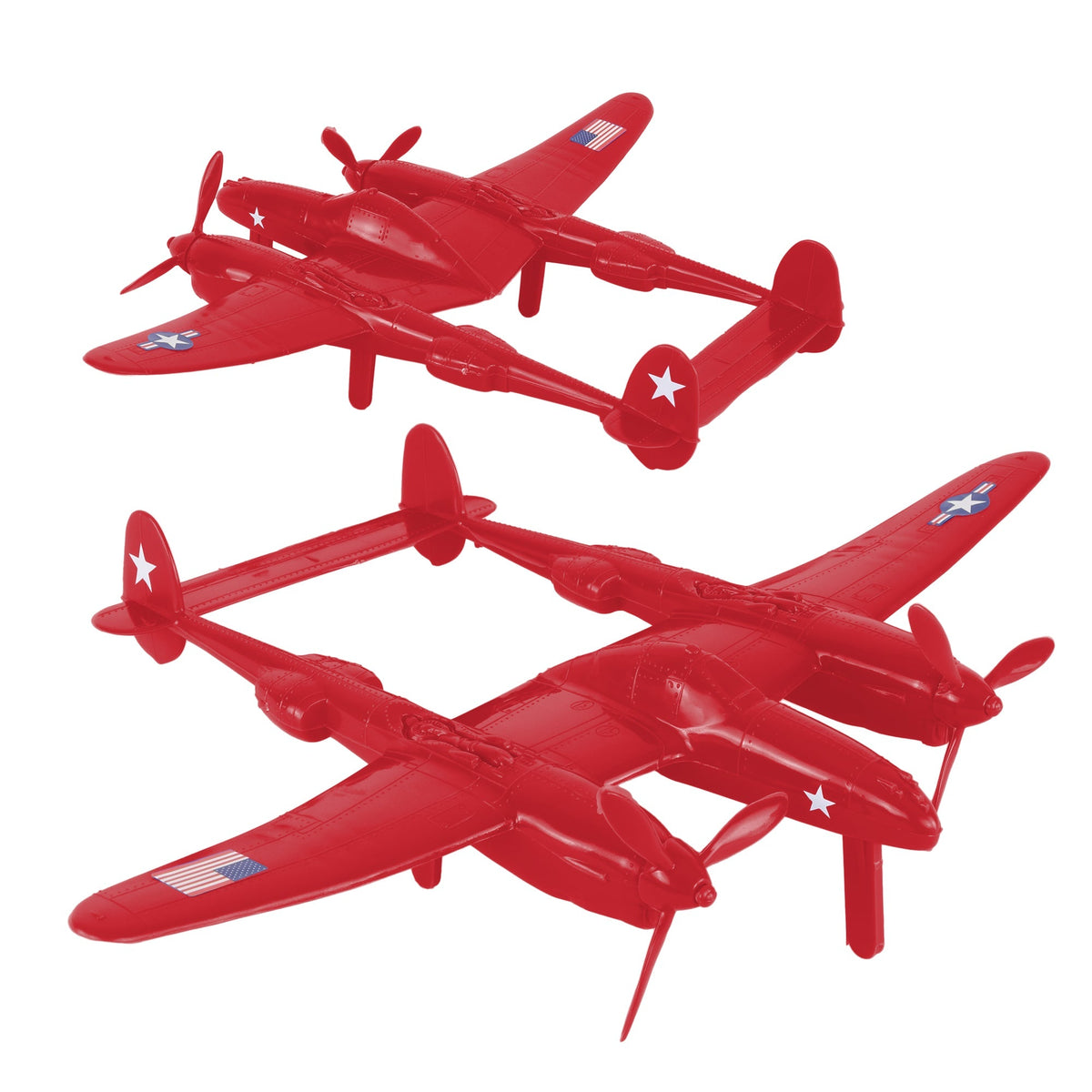 MGC P-38 militärish modell timmee-ww2-planes-p38-red-