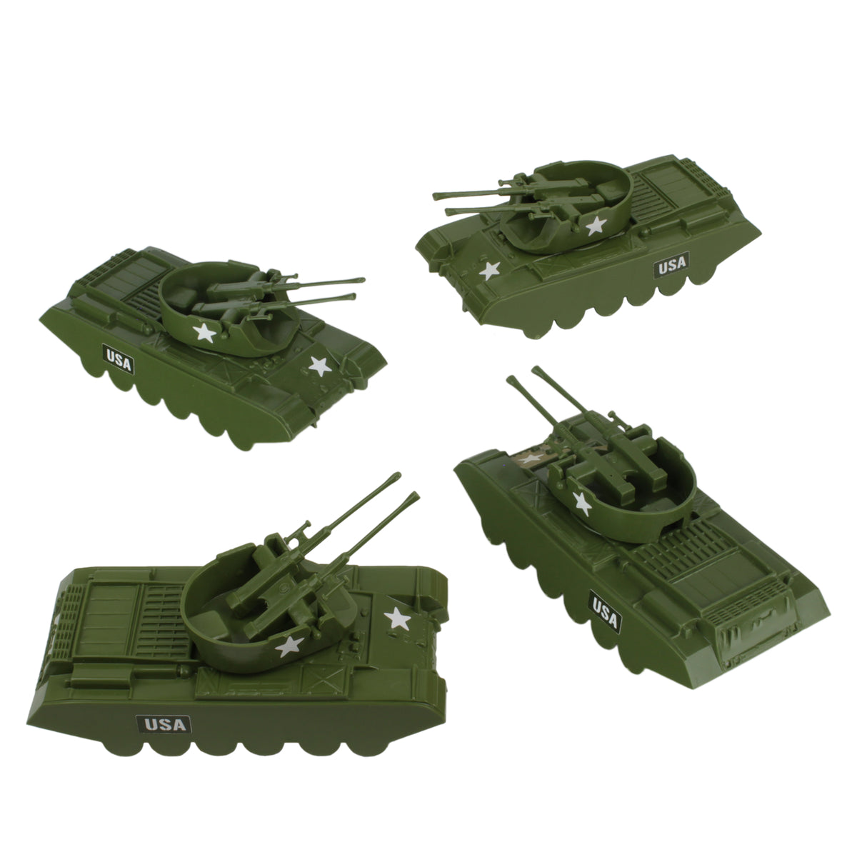 Bmc Toys Army Men Tanks BMC Classic Anti-Aircraft Tanks OD Green