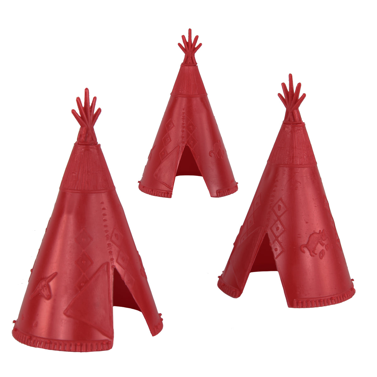 BMC Classic Plains Indian Teepees Red 3pc Western Playset