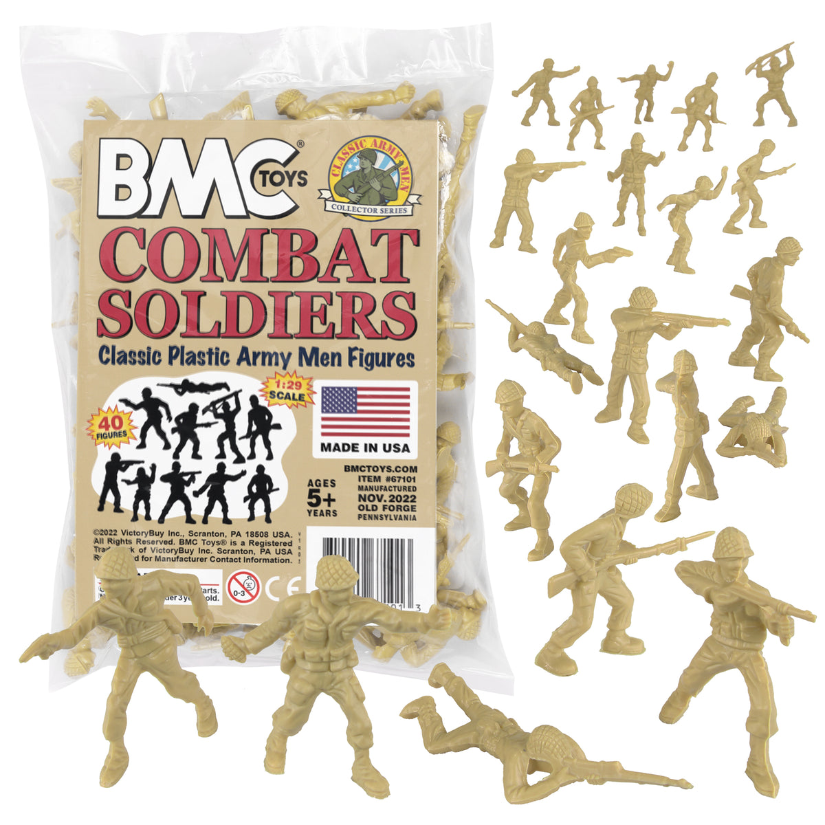 BMC Classic Green PLASTIC ARMY Men - 40pc WW2 Soldier Figures USA