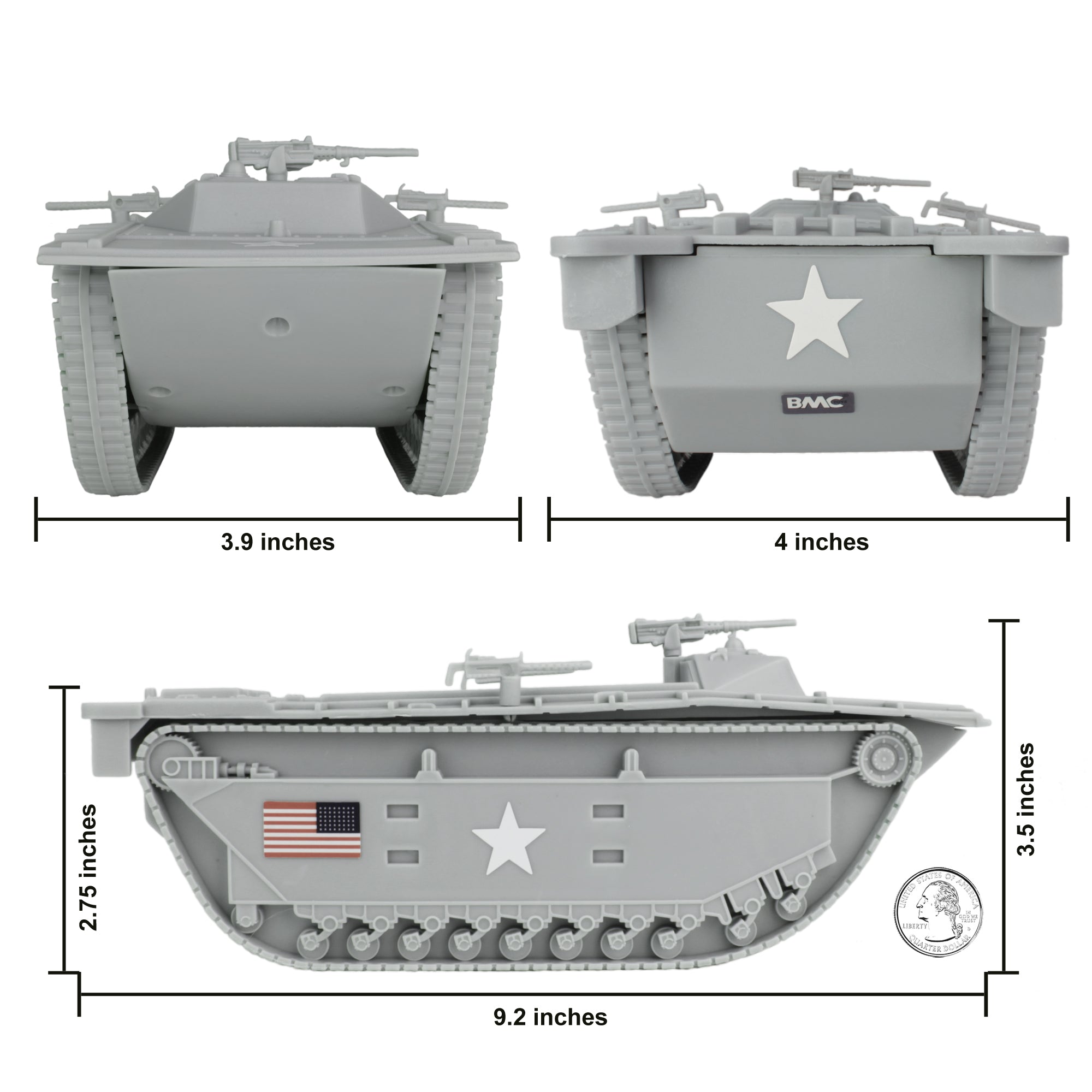 BMC WW2 Gray Amtrack Tank Vehicle for 54mm Plastic Army – BMC Toys