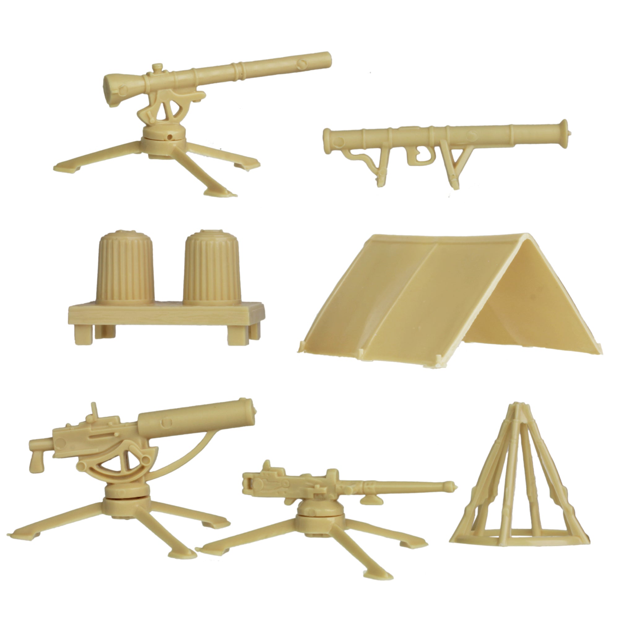 BMC Classic PLASTIC ARMY Men CAMP EQUIPMENT - Tan 10pc Tents and