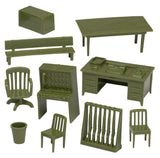 BMC Classic Marx Military Headquarters Army Office Furniture OD-Green Accessory Parts Pack Vignette
