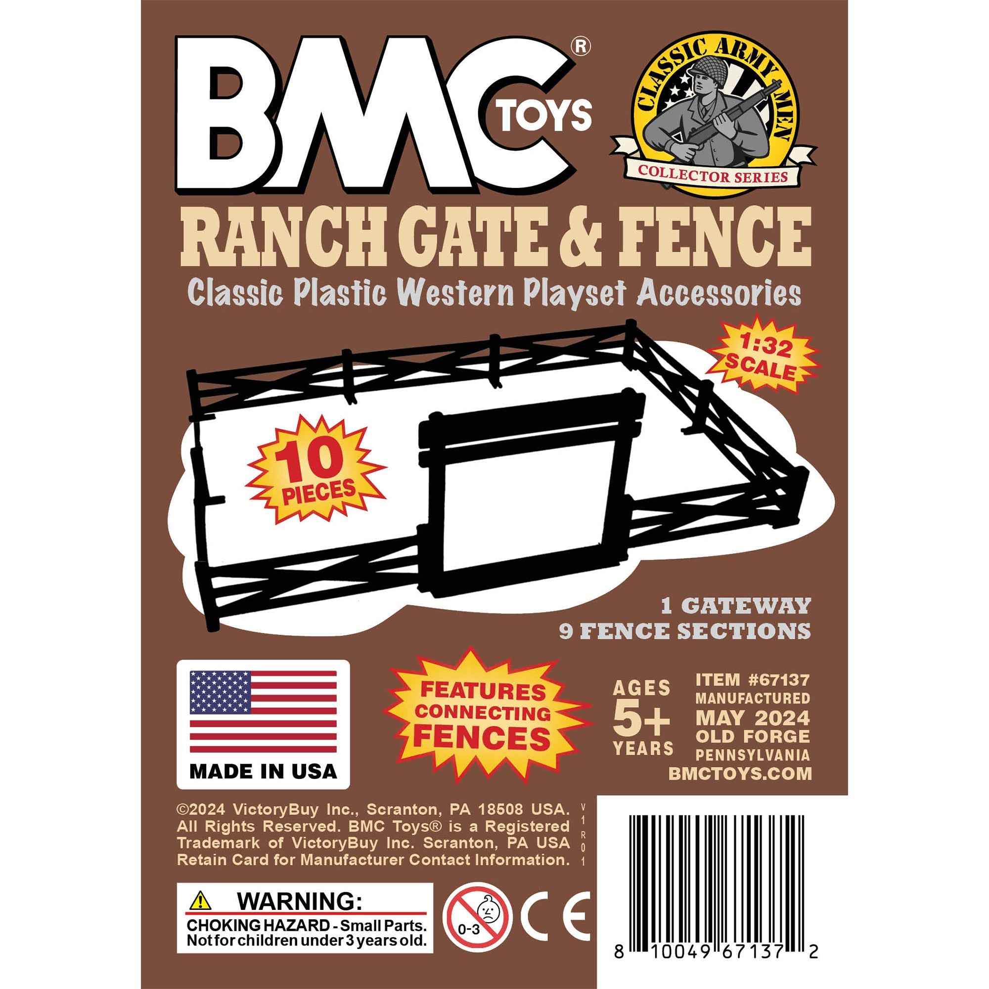 Ant Ranch Bmc BMC Classic Marx Farm Ranch Brown Fence Gate Plastic Playset Accessory ...
