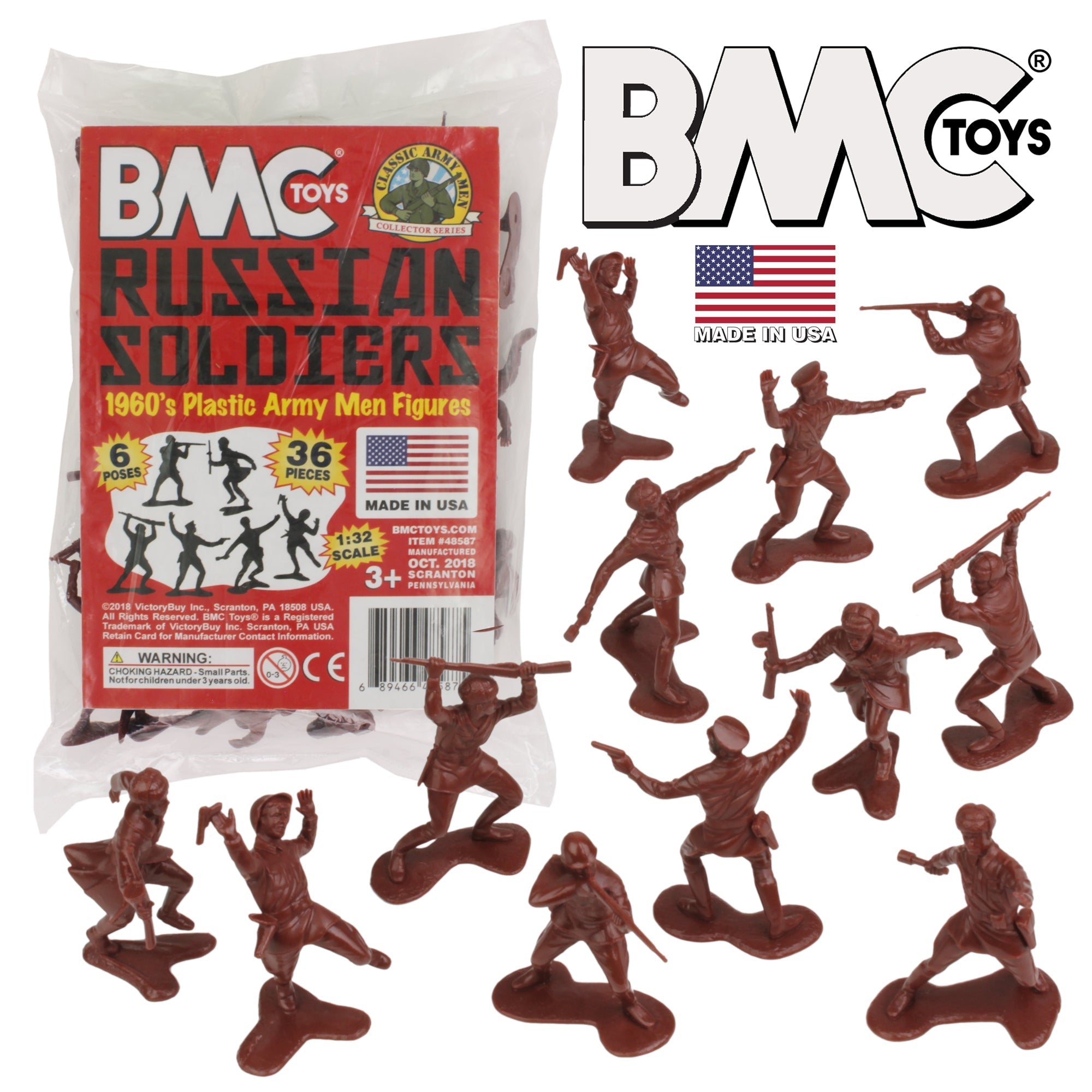 BMC Classic Marx Russian Plastic Army Men - 36pc WW2 Soldier