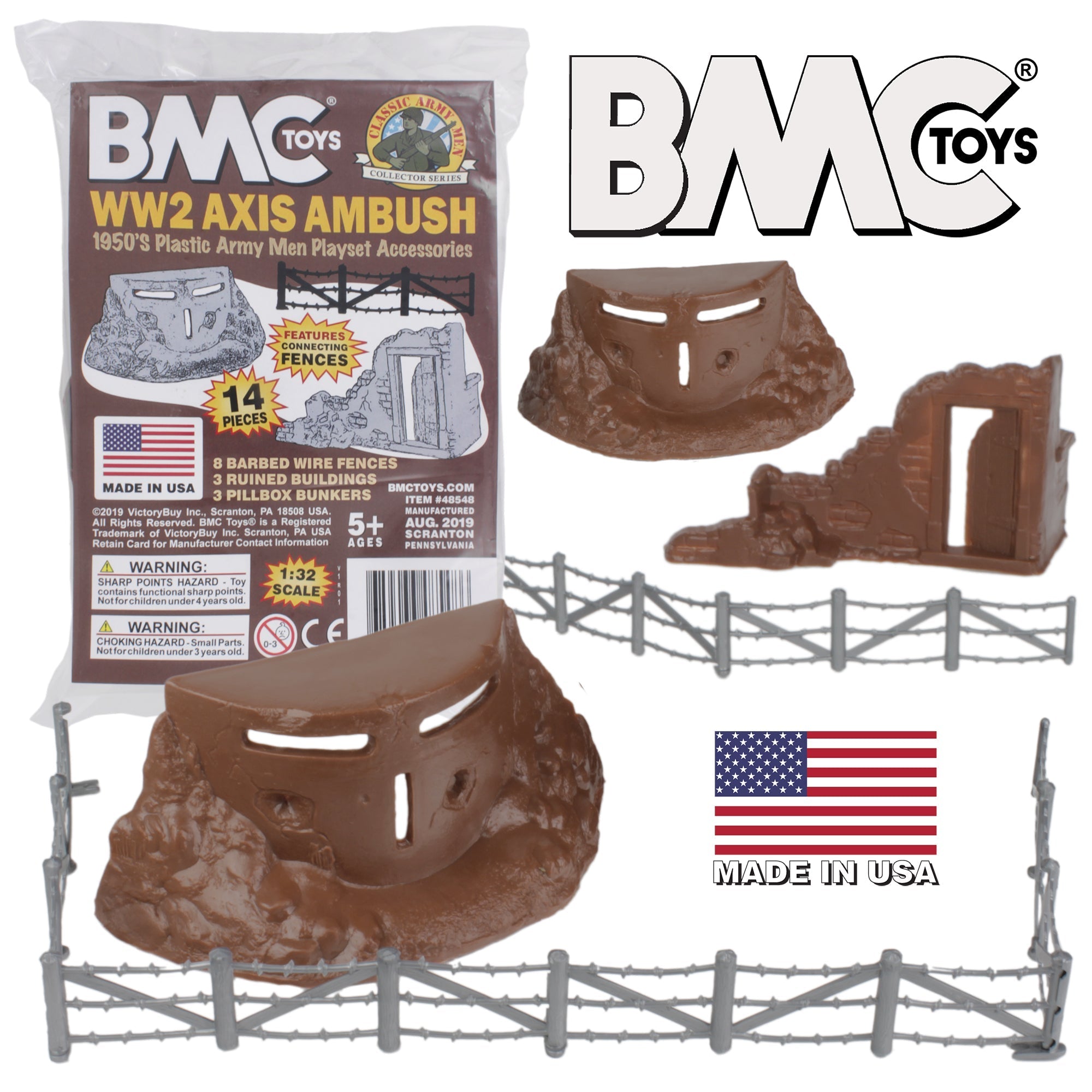 BMC Classic Marx Battleground Brown Plastic Army Men Playset