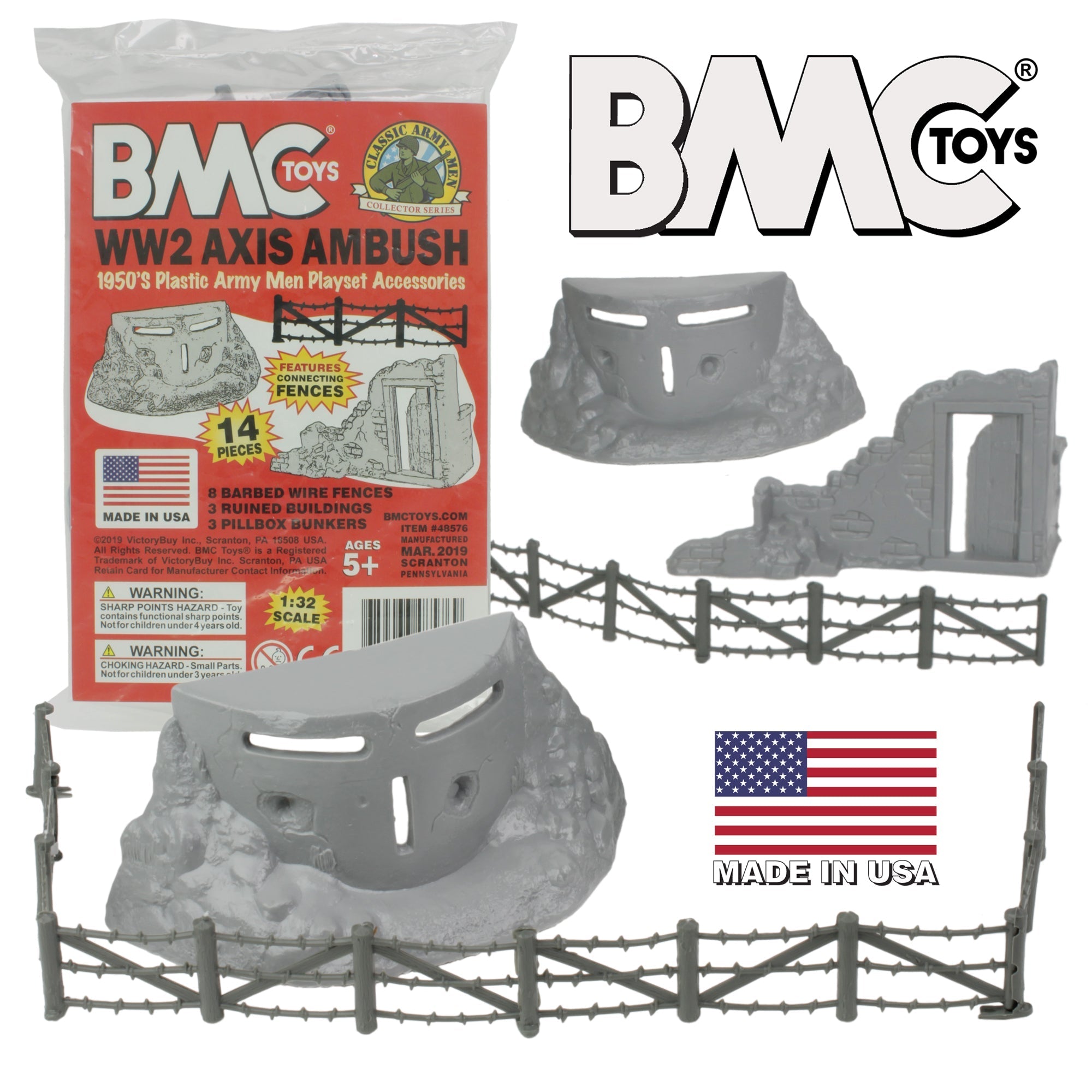 BMC Classic Marx Battleground Gray Plastic Army Men Playset