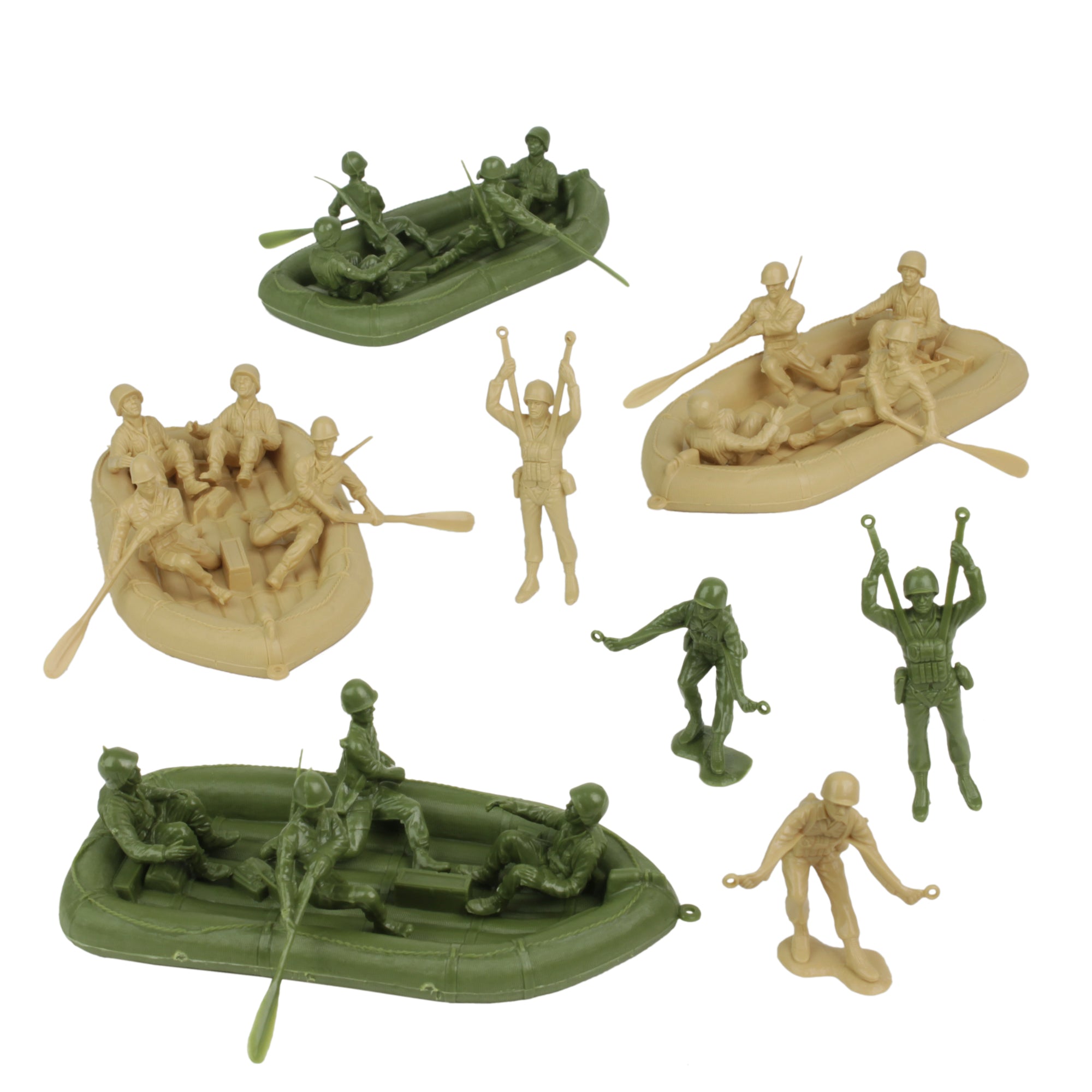BMC Marx Plastic Army Men BEACH ASSAULT Green Tan WW2 Soldiers US