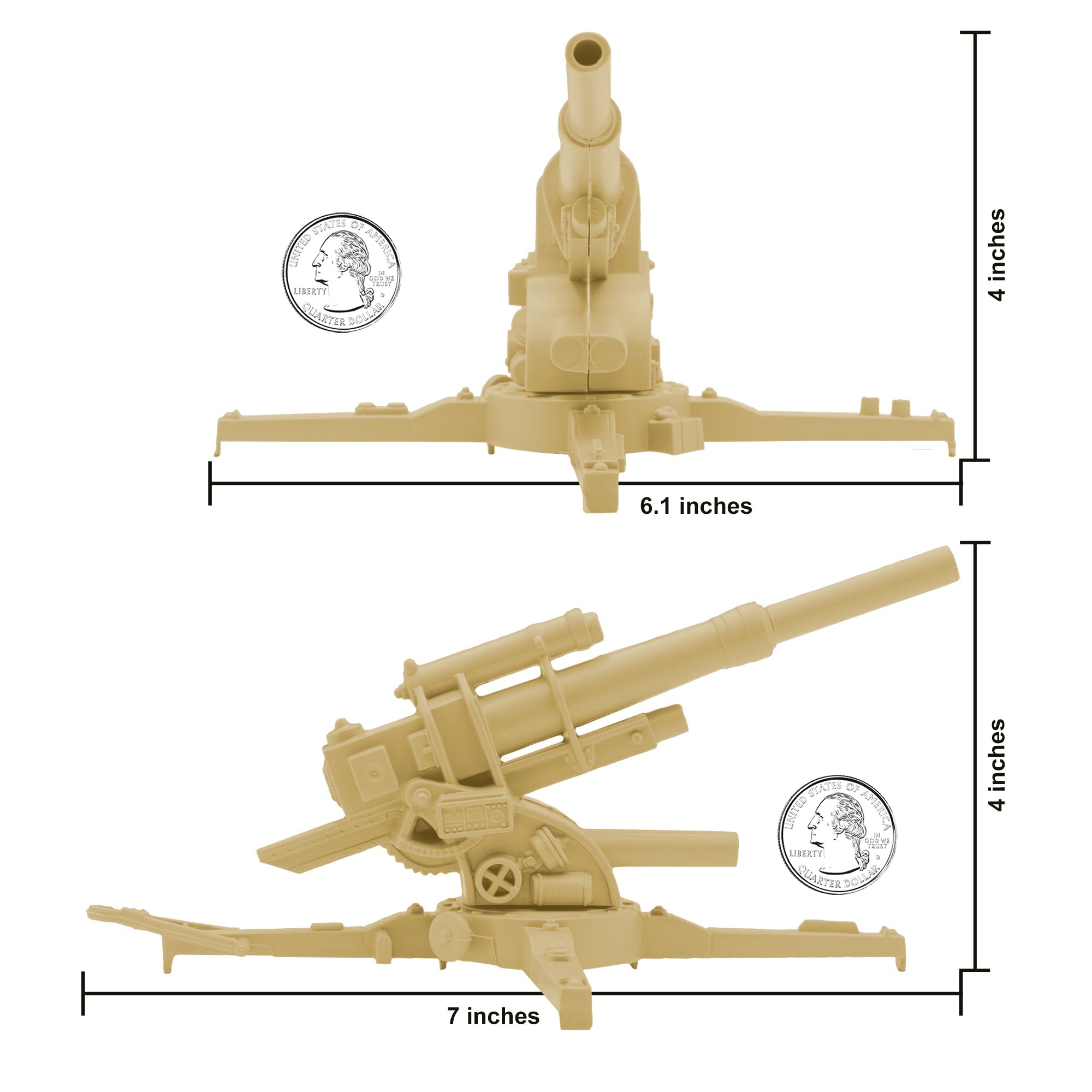 BMC Classic WW2 German 88mm Artillery Tan PLASTIC ARMY Men