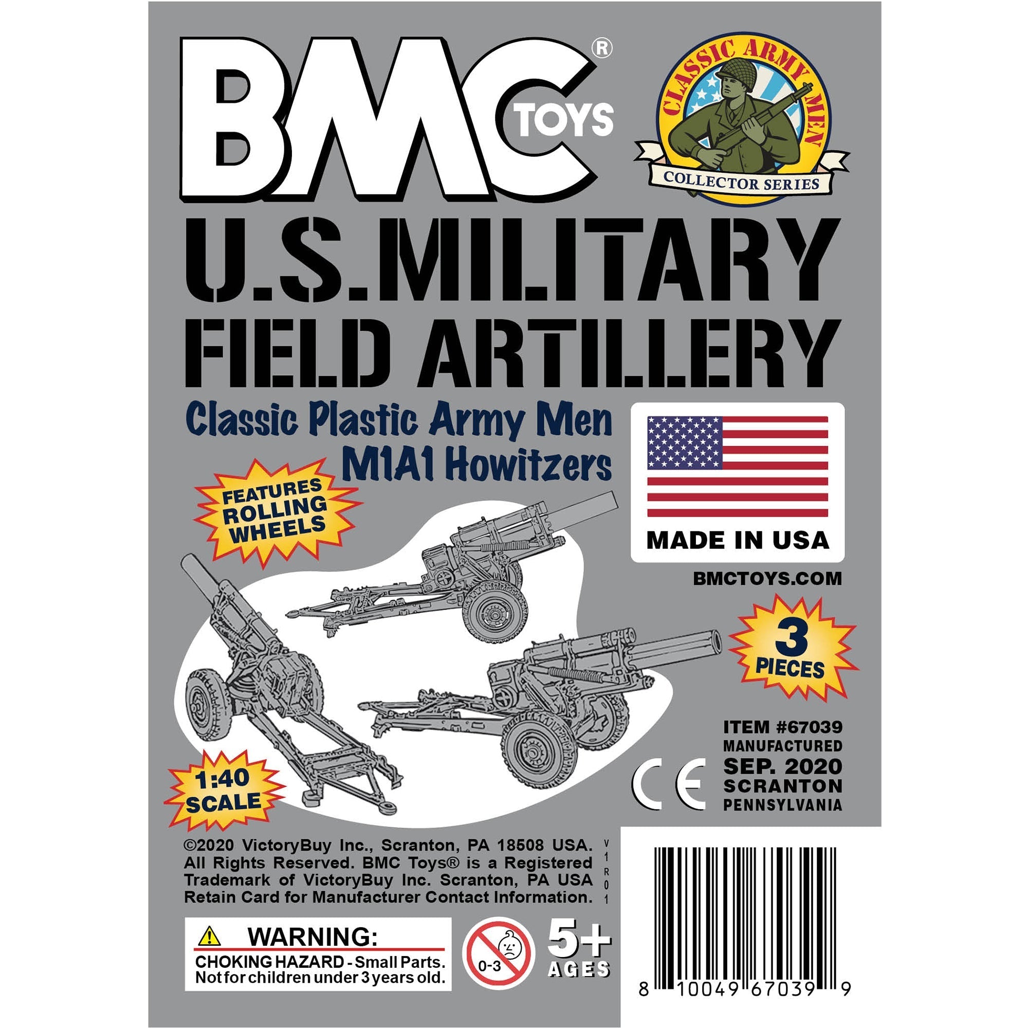 BMC Classic Marx Military HOWITZERS Gray Plastic Army Men 