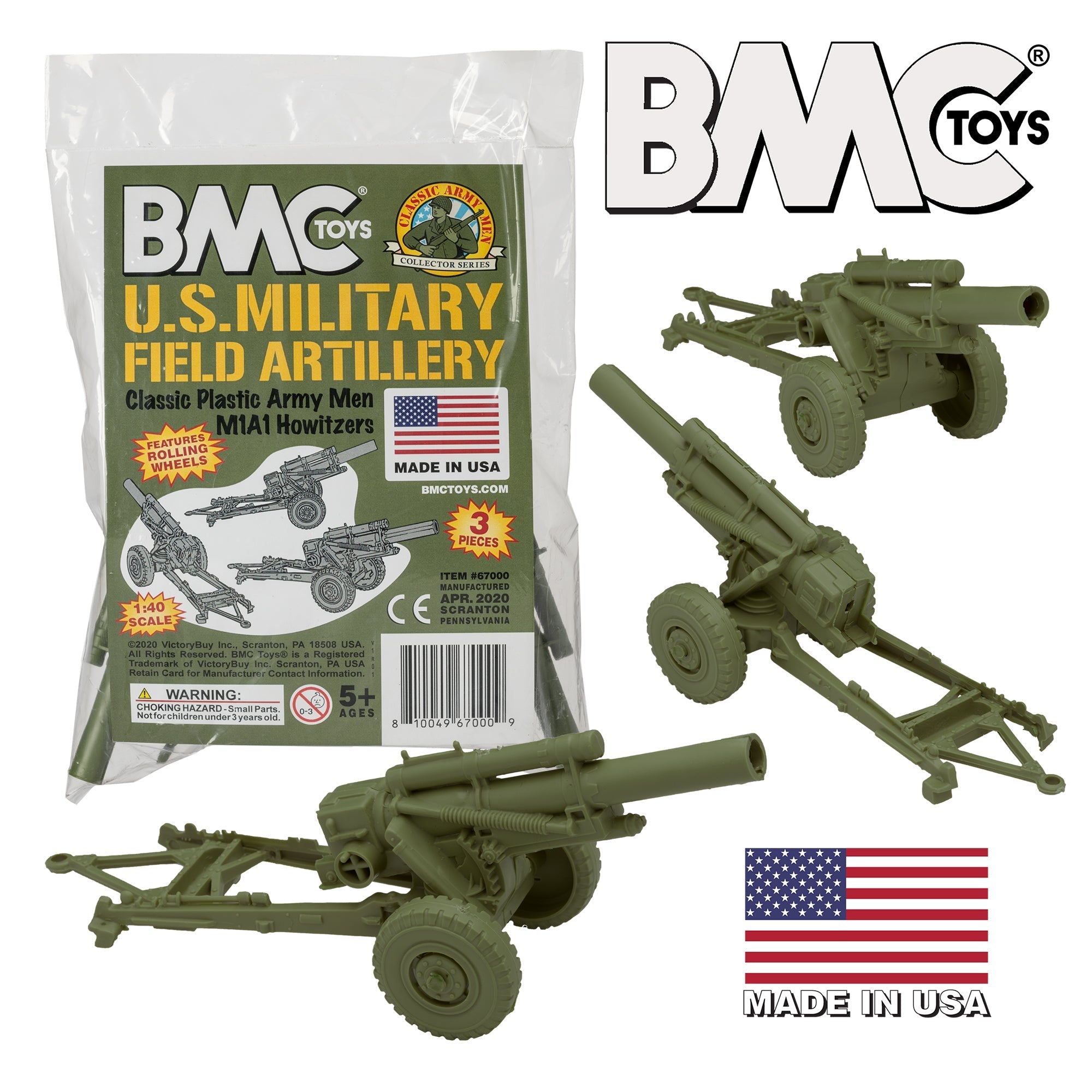 BMC Classic Marx Military HOWITZERS Green Plastic Army Men