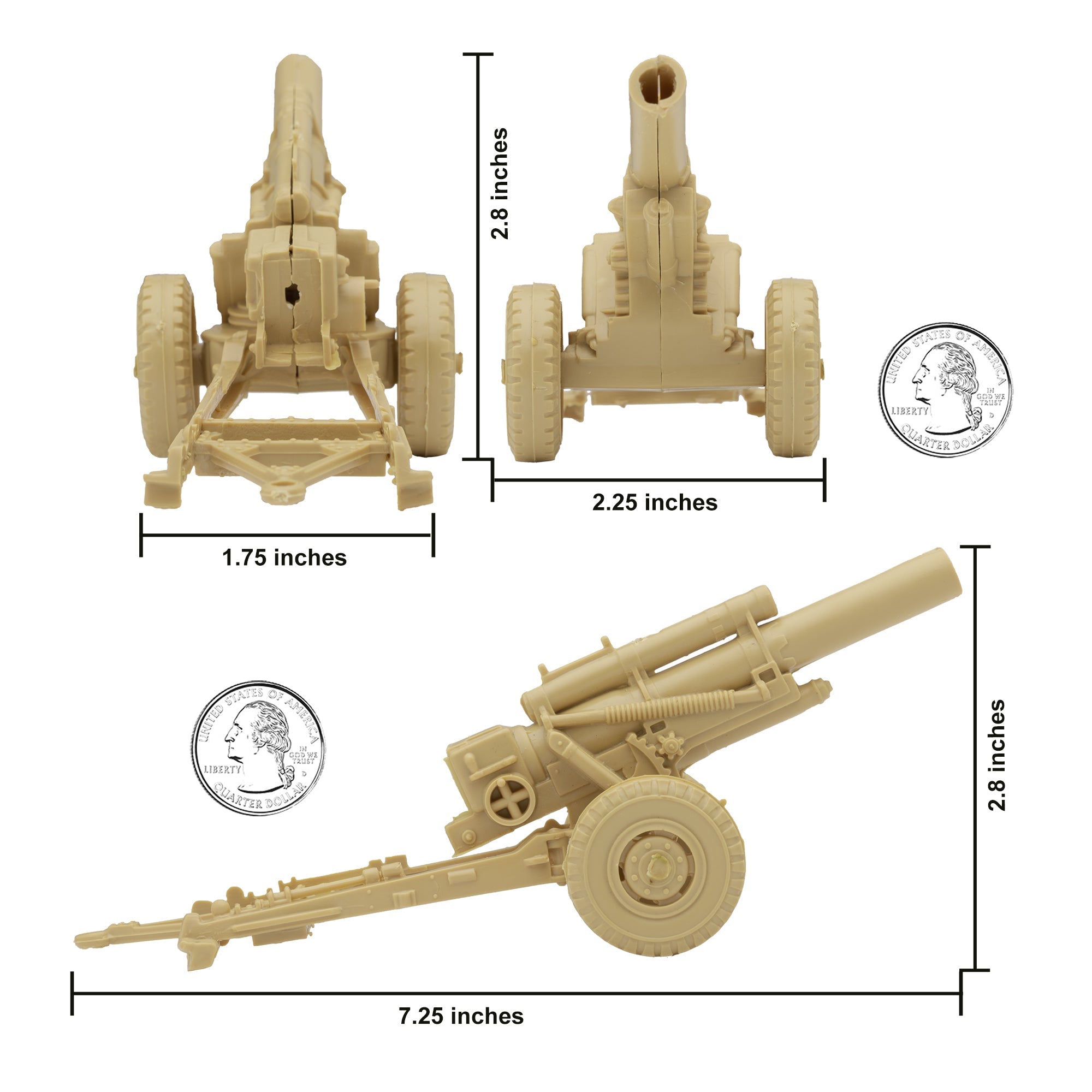 BMC Classic Marx Military HOWITZERS Tan Plastic Army Men Artillery