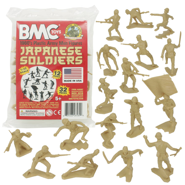 BMC Classic Marx Japanese Plastic Army Men - 32pc WW2 Soldier