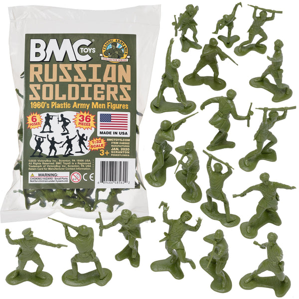 BMC Classic Marx Russian Plastic Army Men Green WW2 Soldier