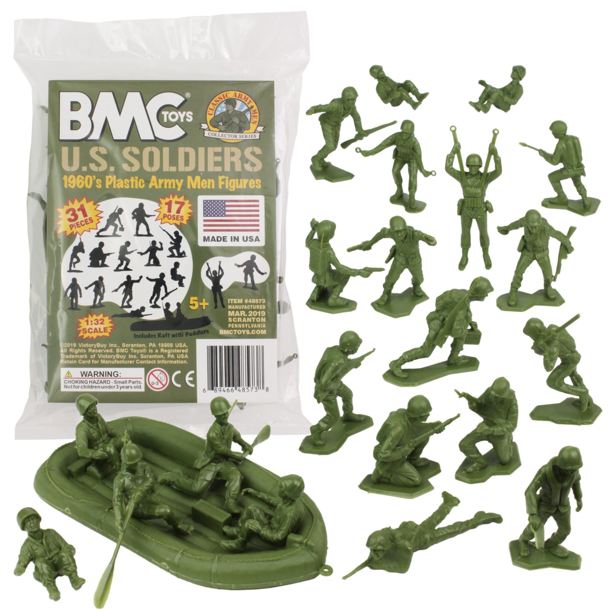 BMC Marx Plastic Army Men US Soldiers — OD Green 31pc WW2 Figures