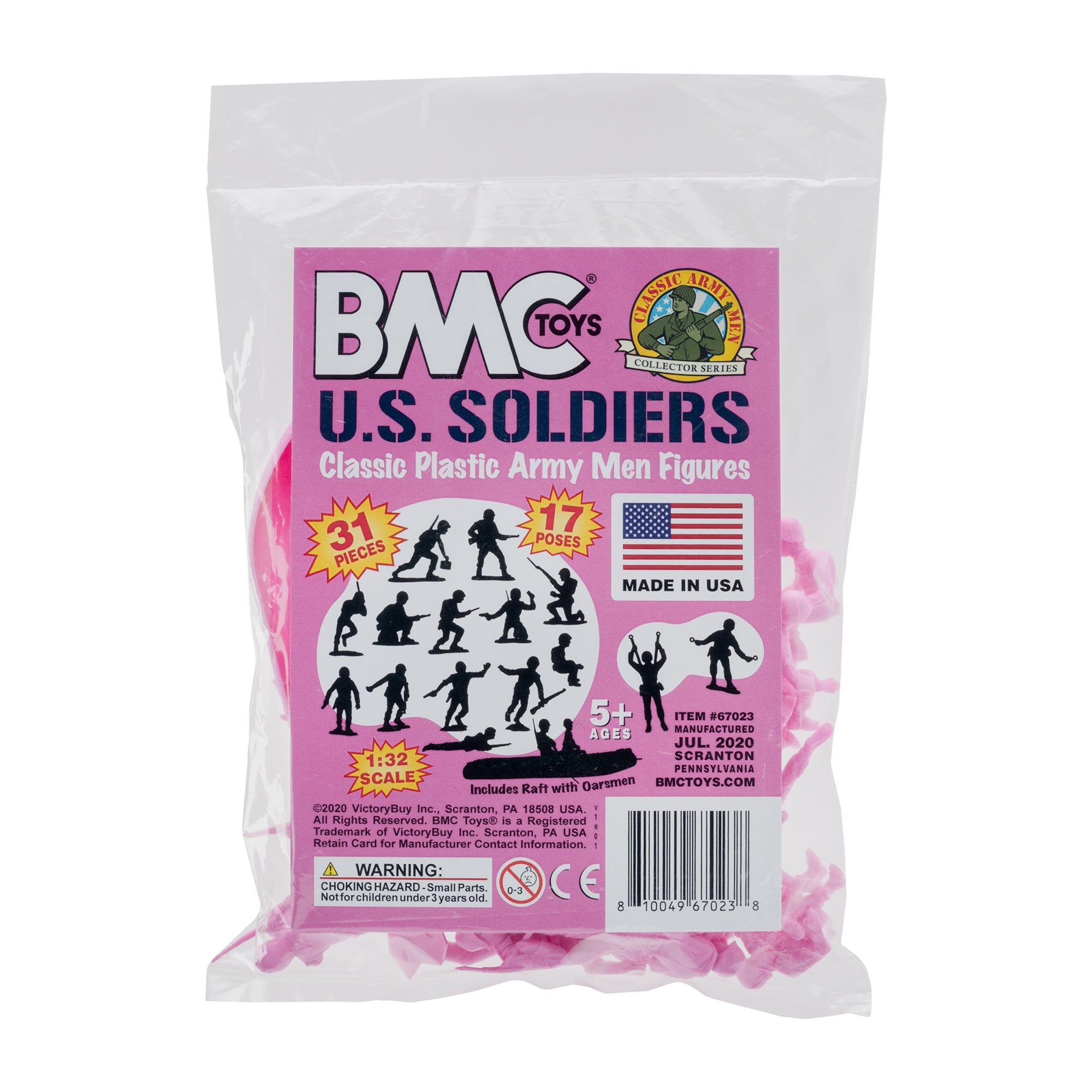 BMC Marx Plastic Army Men US Soldiers Pink WW2 Figures Made in USA