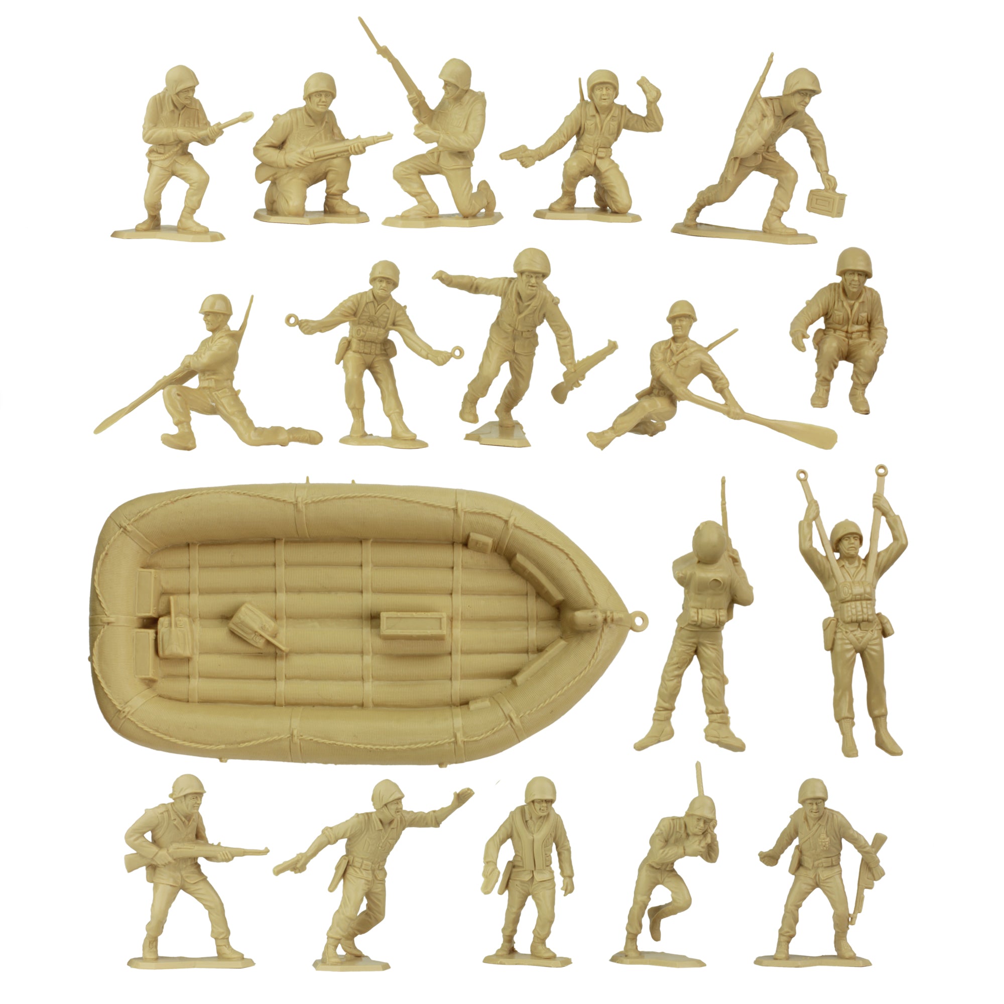 BMC Marx Plastic Army Men US Soldiers Tan & Green WW2 Figures USA