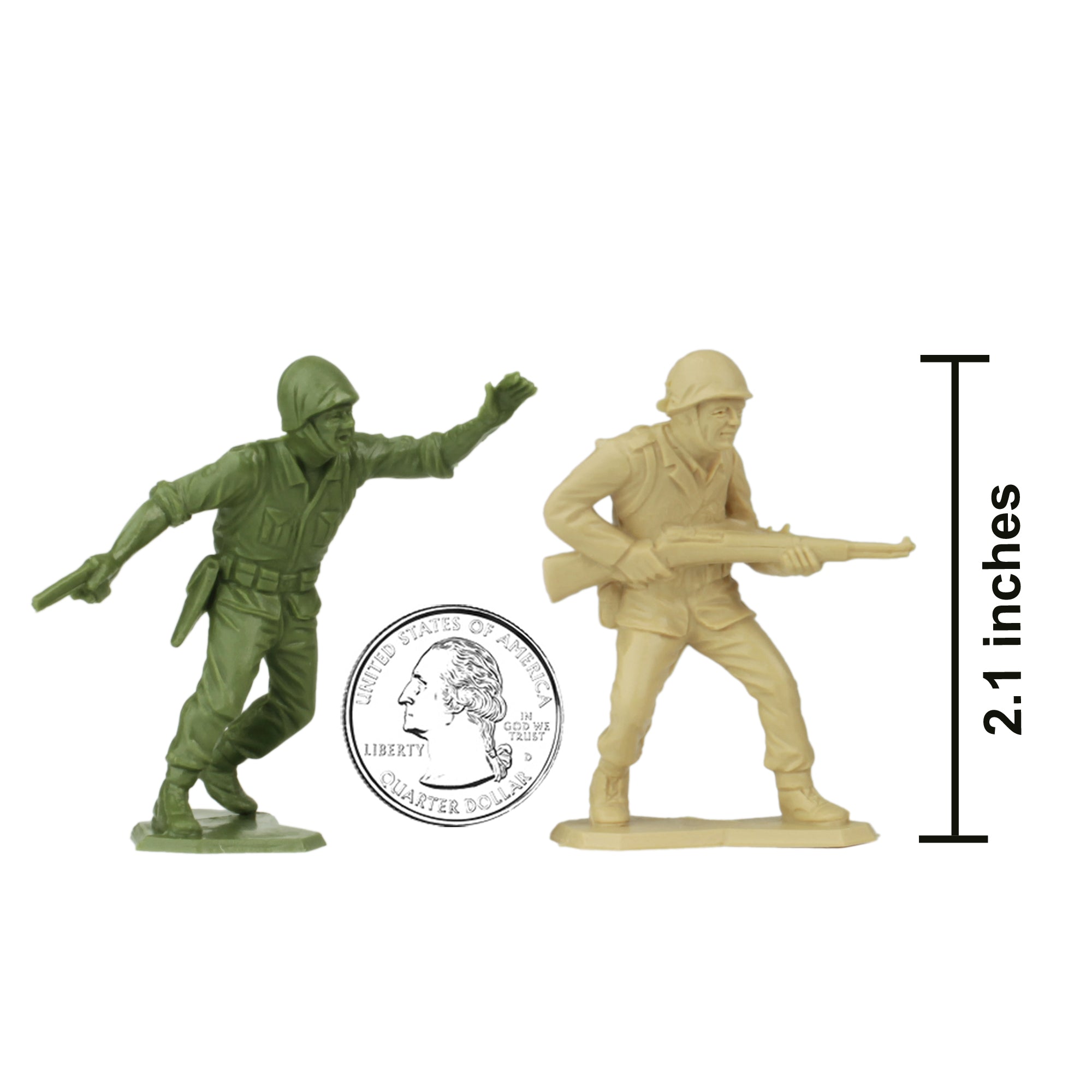 BMC Marx Plastic Army Men US Soldiers Tan & Green WW2 Figures USA