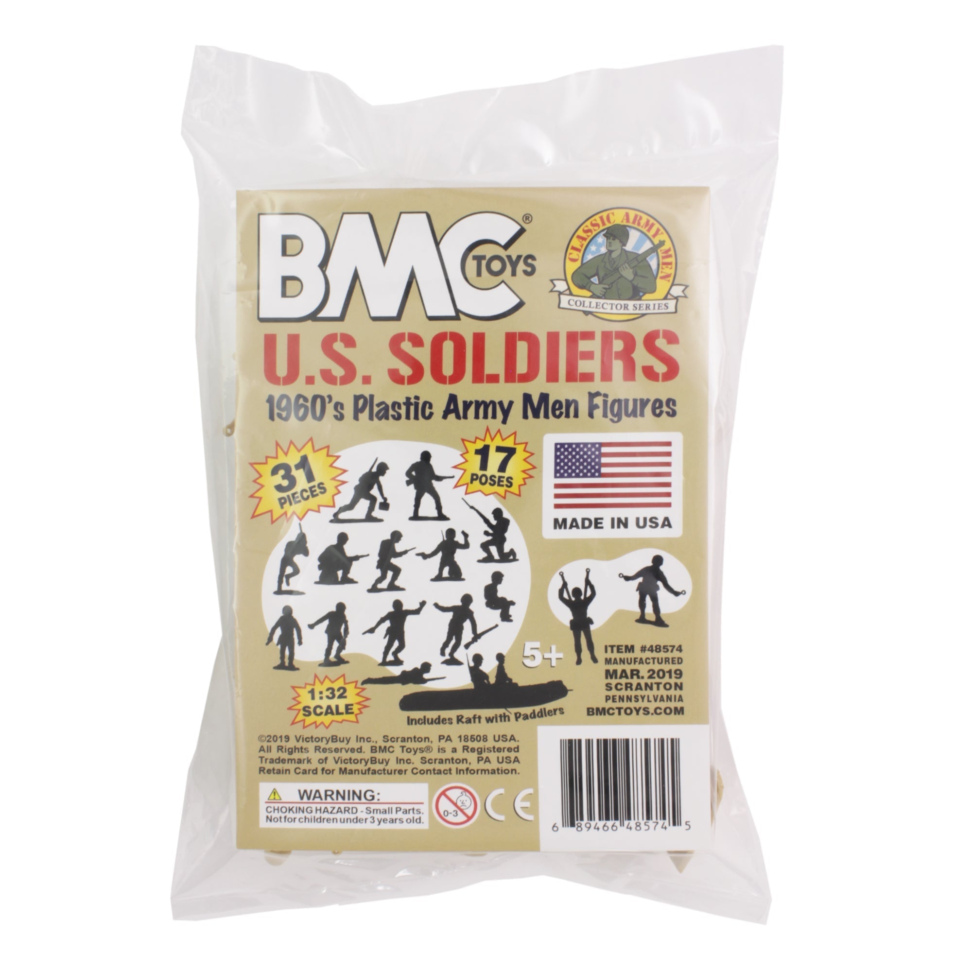BMC Marx Plastic Army Men US Soldiers Tan WW2 Figures Made in USA
