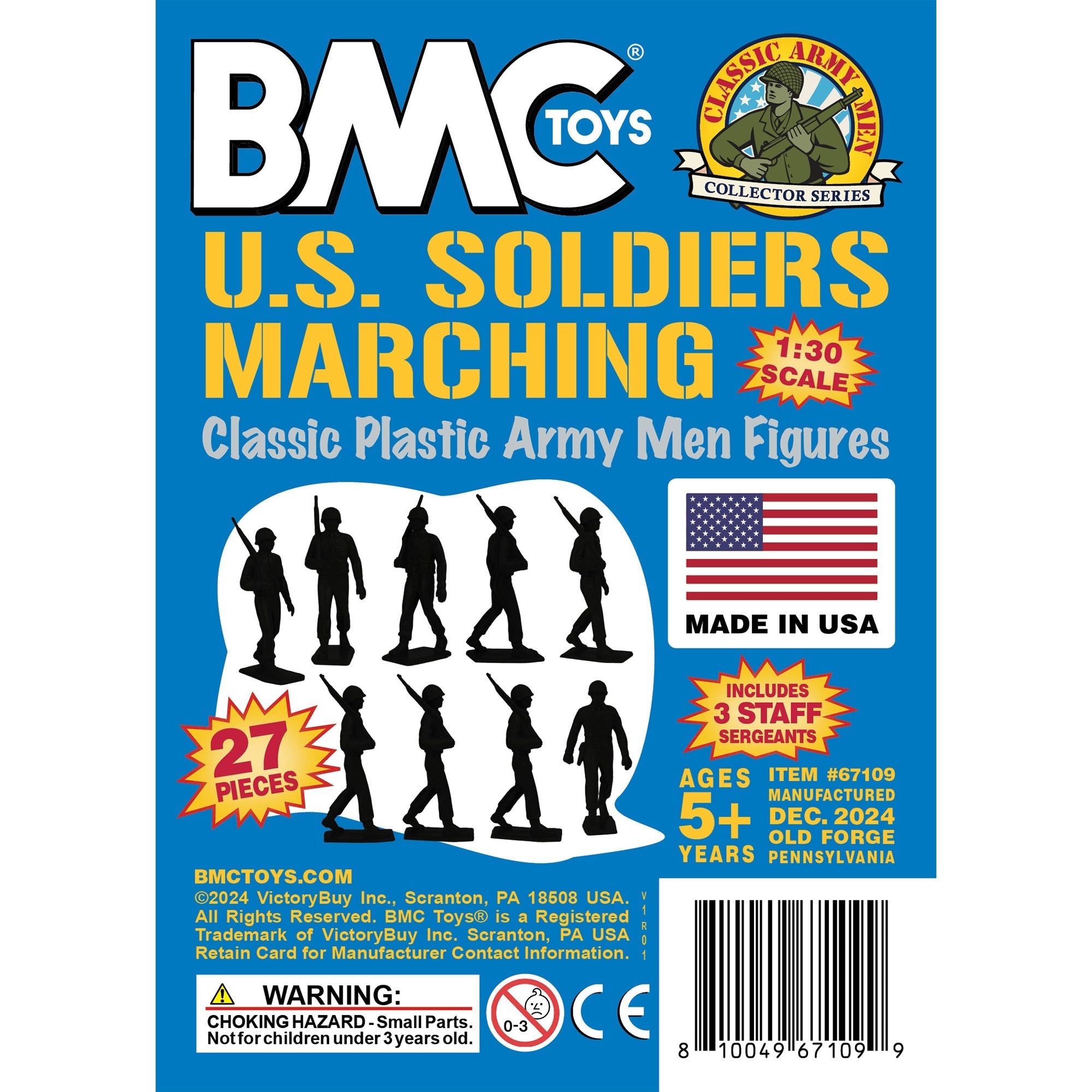 BMC Marx Plastic Army Men Marching US Soldiers - Blue 27pc Figures