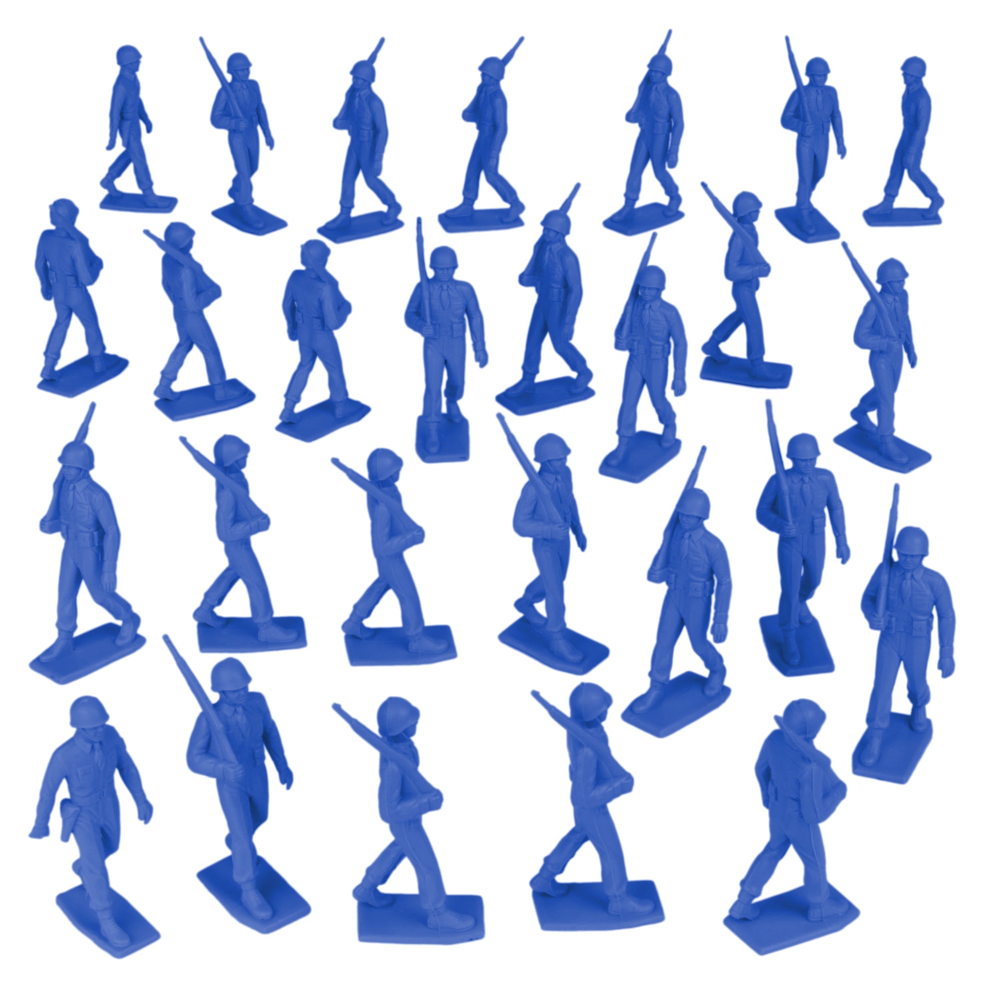 BMC Marx Plastic Army Men Marching US Soldiers - Blue 27pc Figures