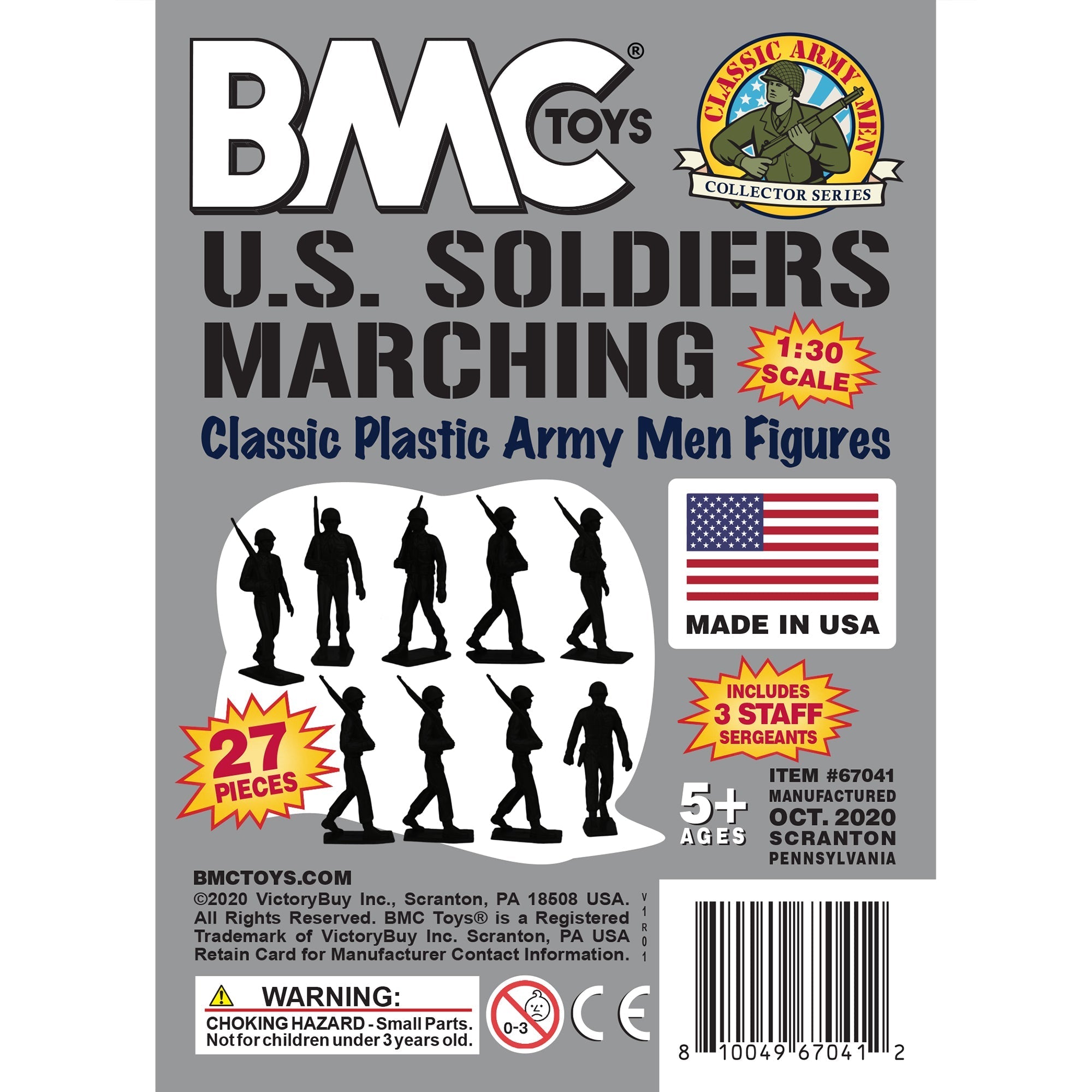 BMC Marx Plastic Army Men Marching US Soldiers - Gray 27pc Figures