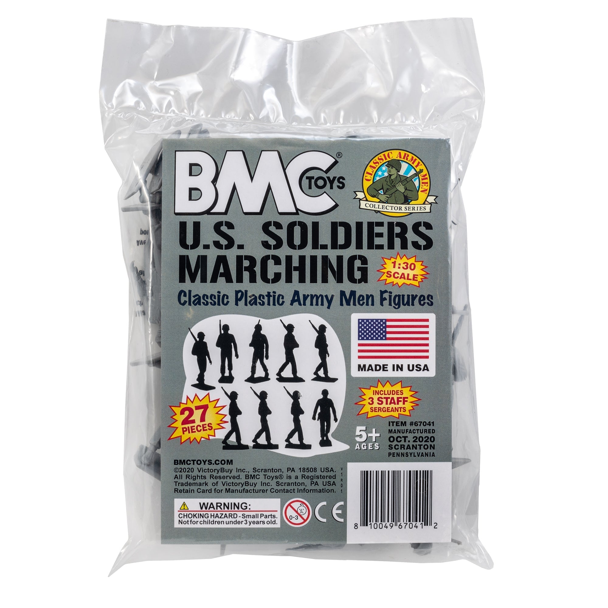 BMC Marx Plastic Army Men Marching US Soldiers - Gray 27pc Figures