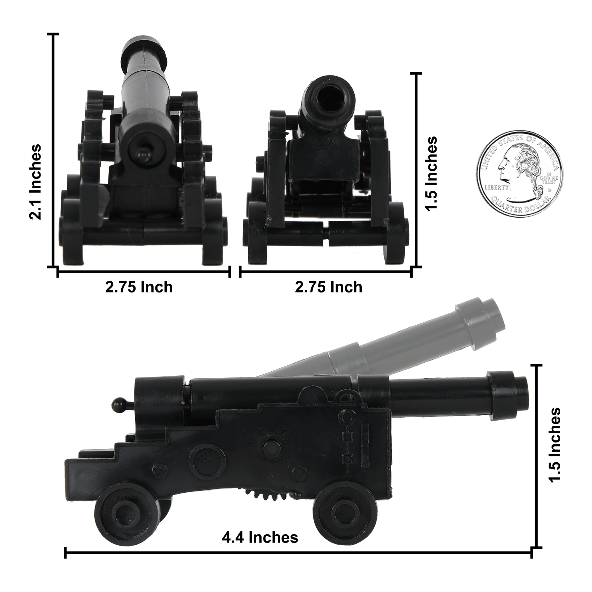 BMC Classic Naval Cannon Artillery Black & Bronze Plastic Army Men