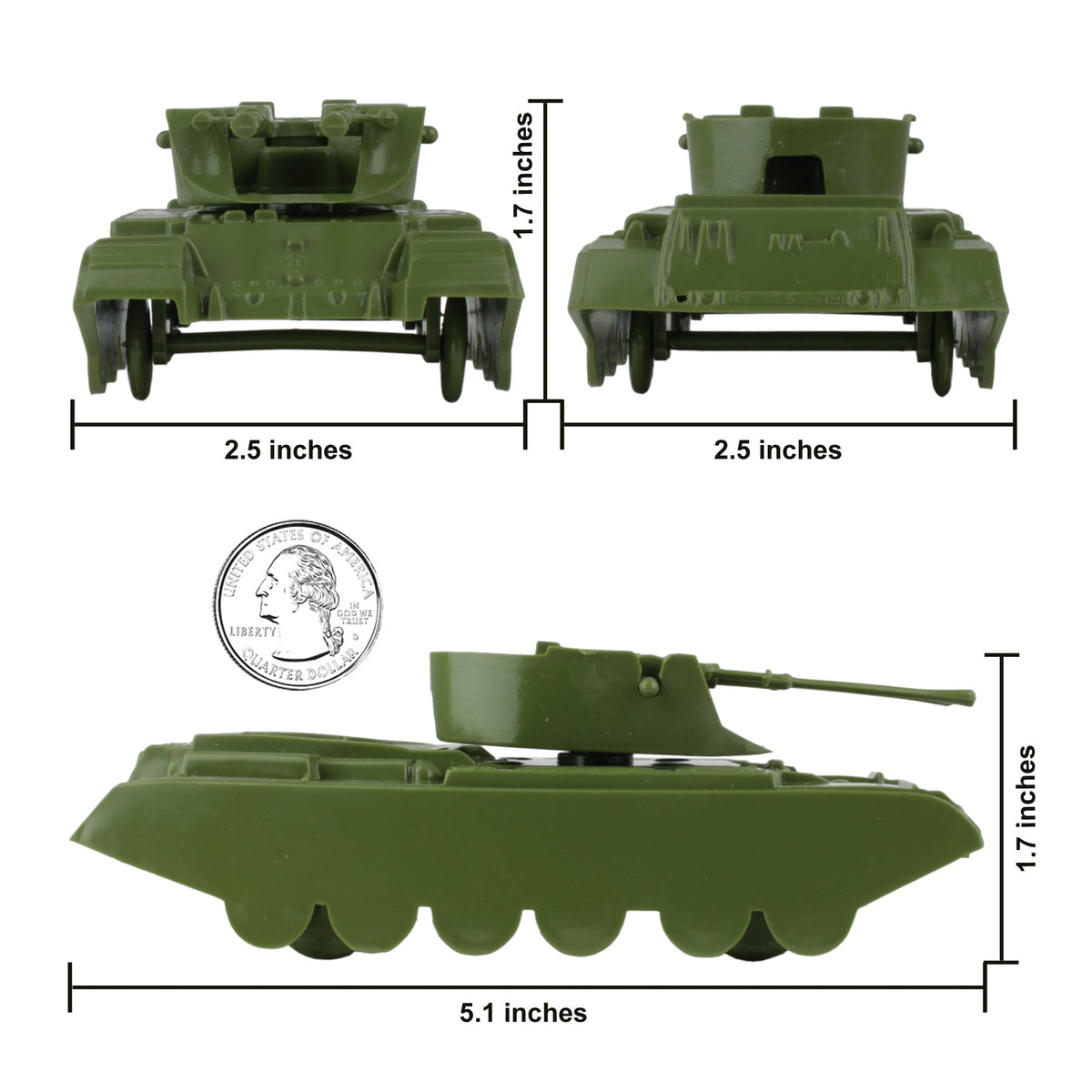 BMC Classic Anti-Aircraft Tanks Tan Green Plastic Army Men Vehicles ...
